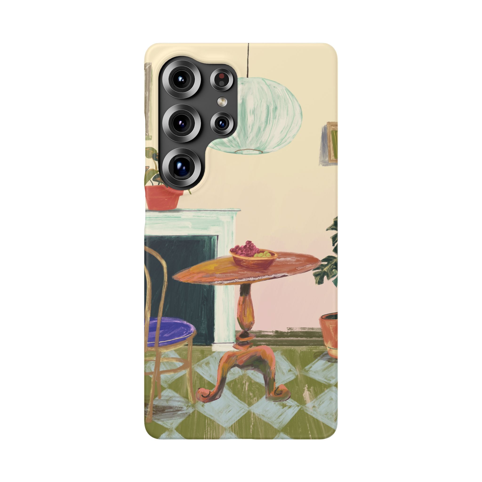 Vintage Bistro Phone Case — Cozy Cafe Interior Illustration Snap Case