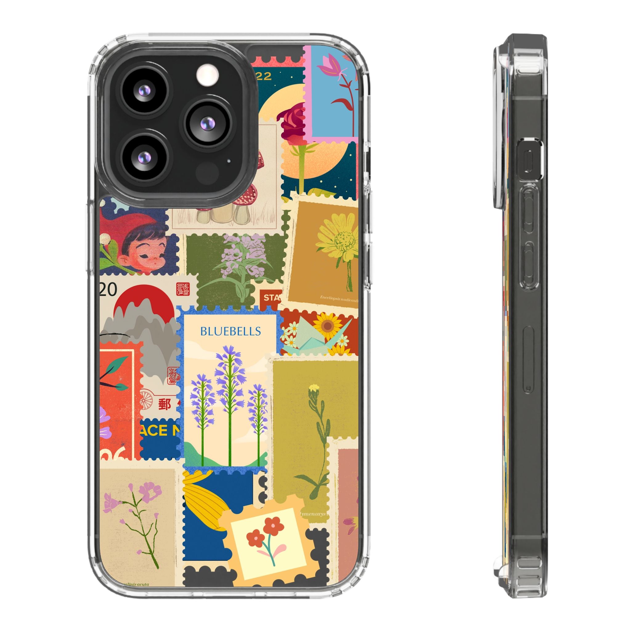 Clear Case — Vintage Floral Stamp Collage Phone Case