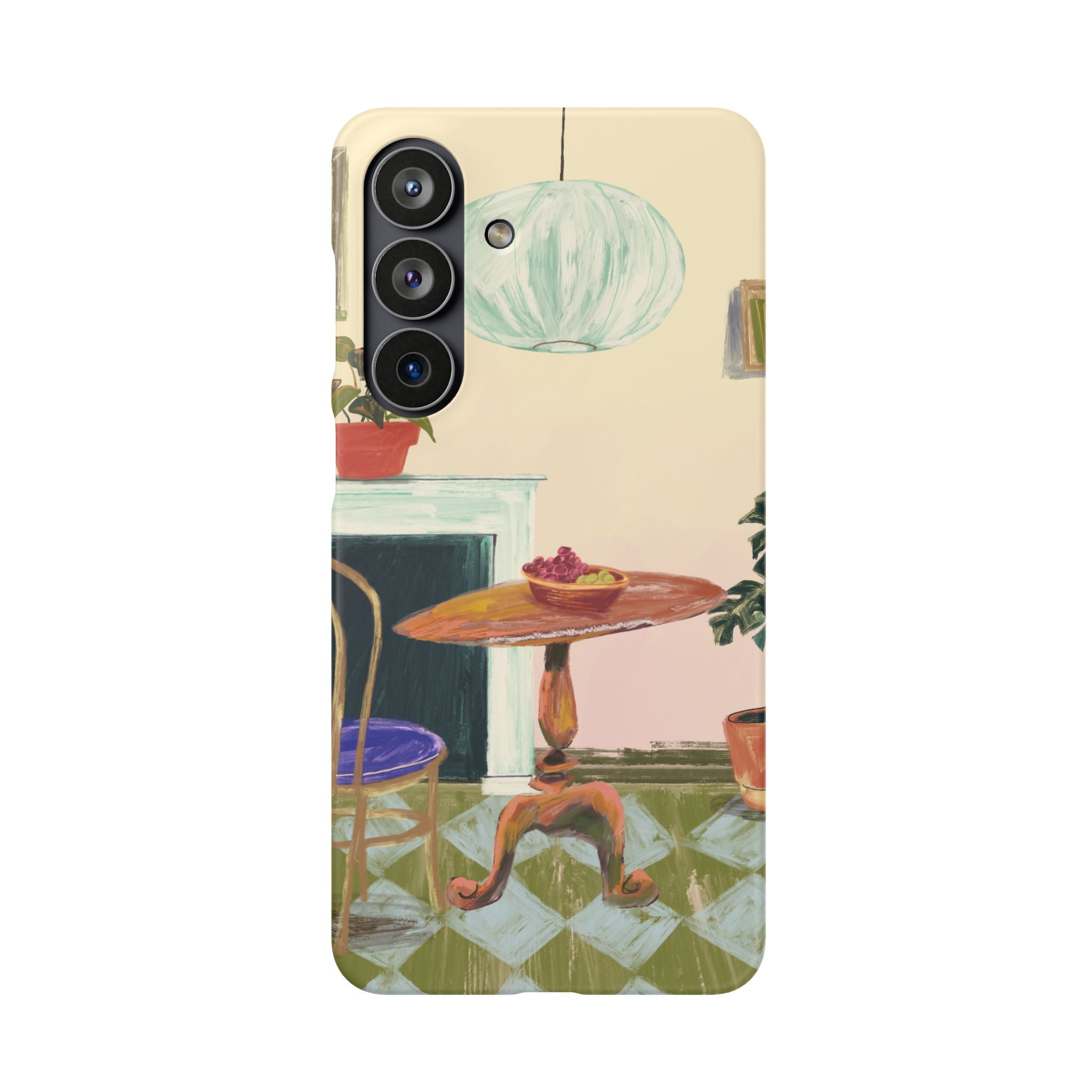Vintage Bistro Phone Case — Cozy Cafe Interior Illustration Snap Case