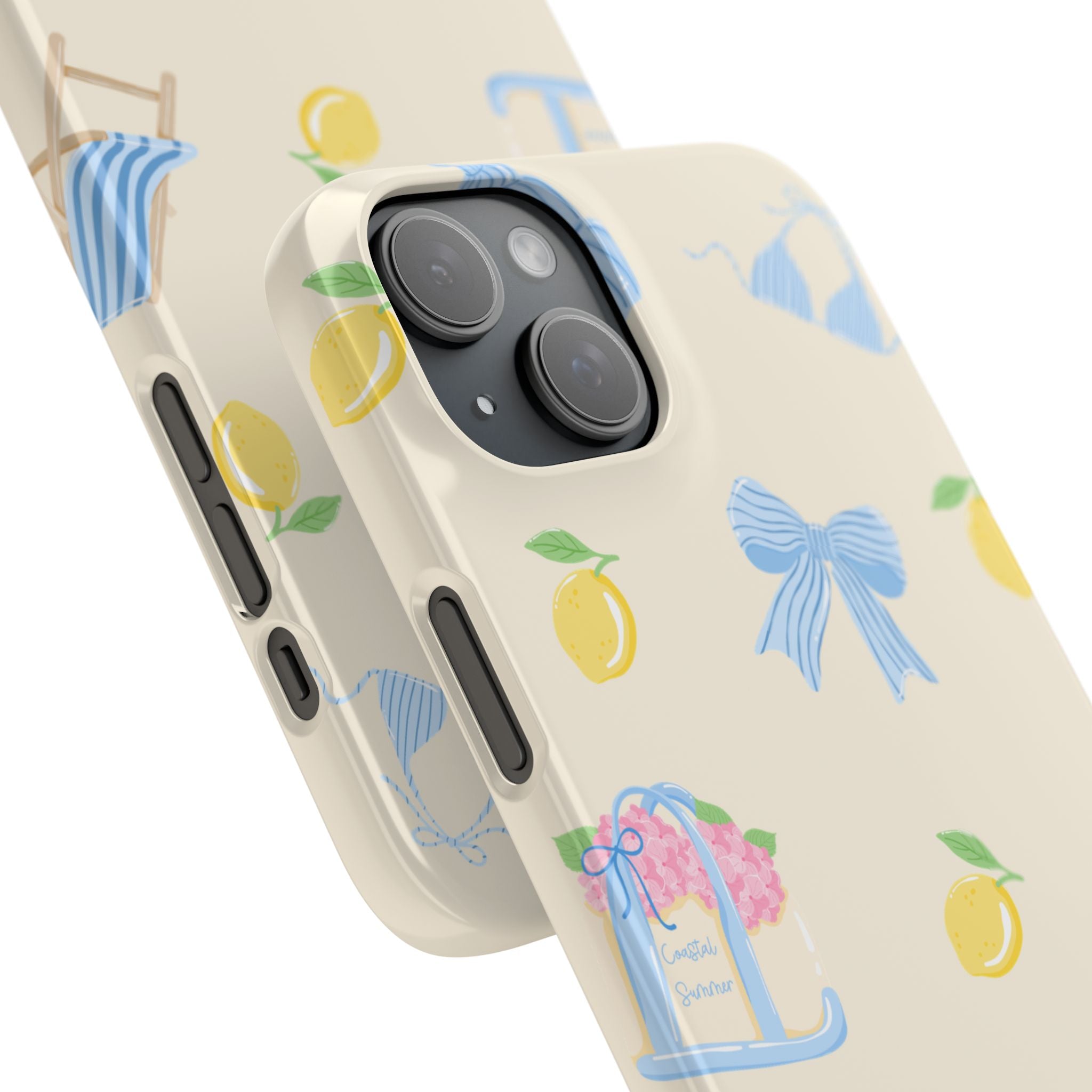 Cute Lemon & Beach Pattern Phone Case — Pastel Summer Snap Case