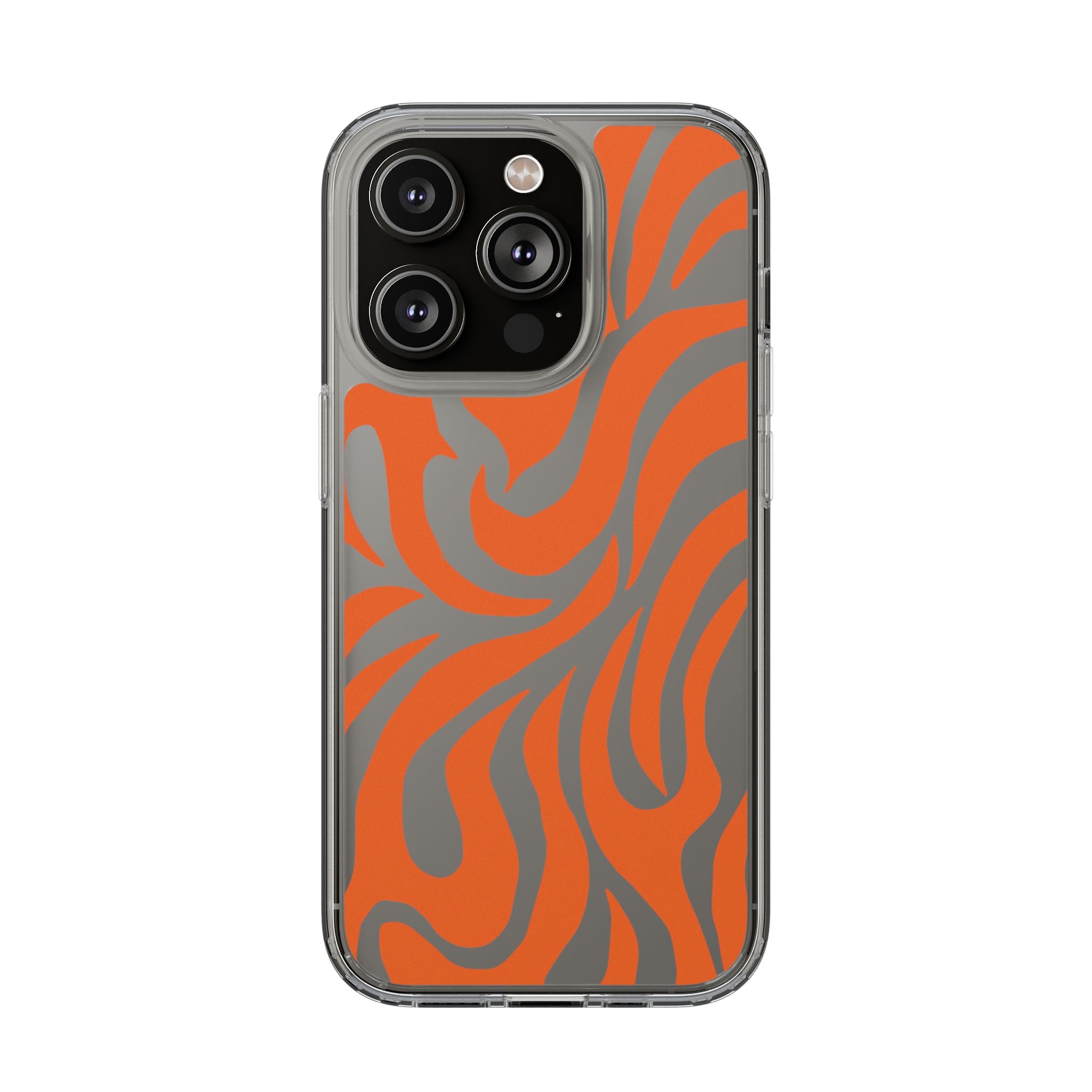 Orange Tiger Stripe Clear Phone Case — Bold Animal Print iPhone Cover