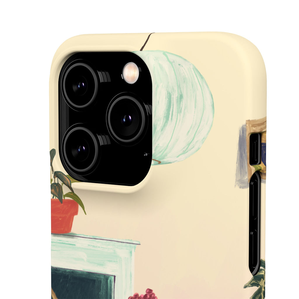 Vintage Bistro Phone Case — Cozy Cafe Interior Illustration Snap Case