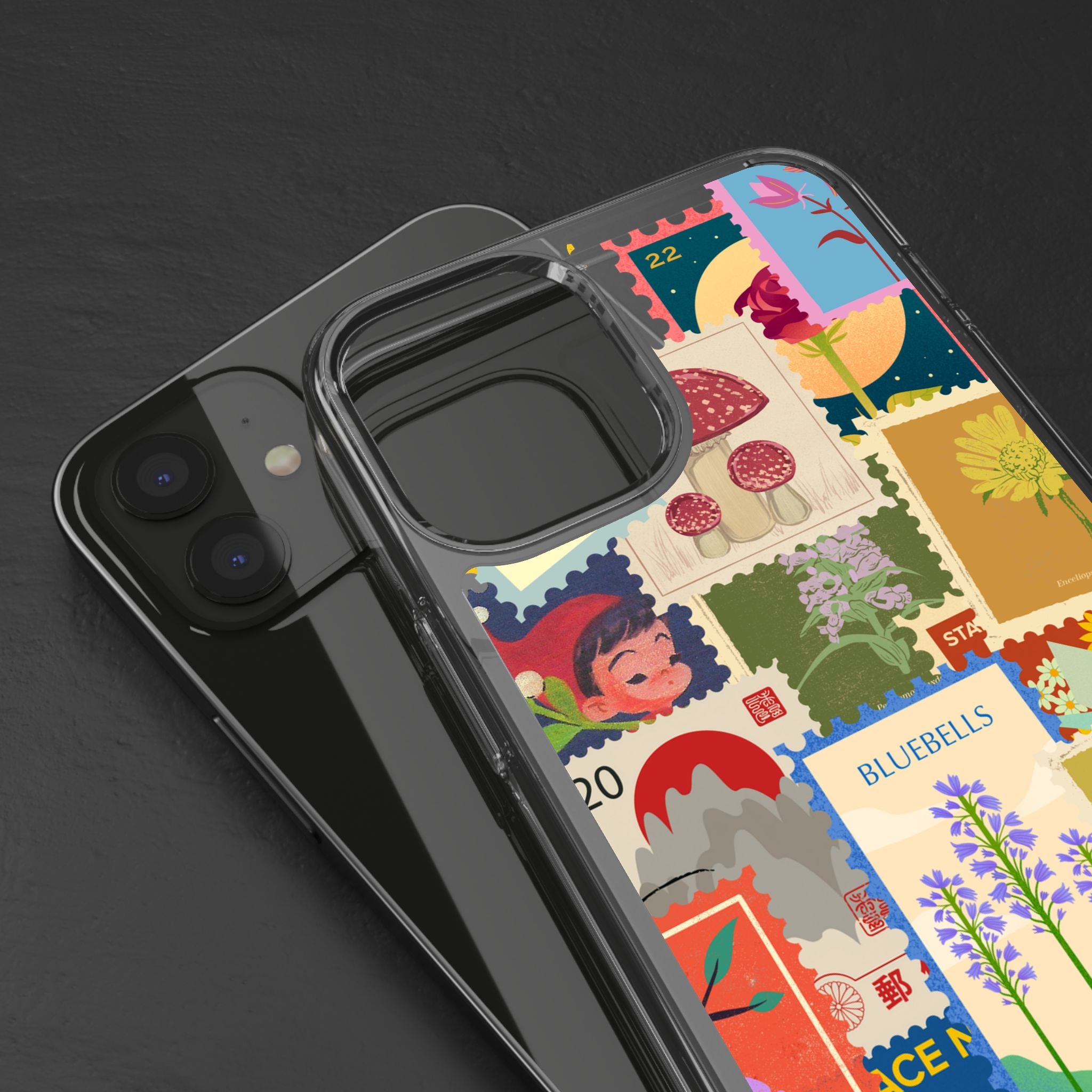 Clear Case — Vintage Floral Stamp Collage Phone Case