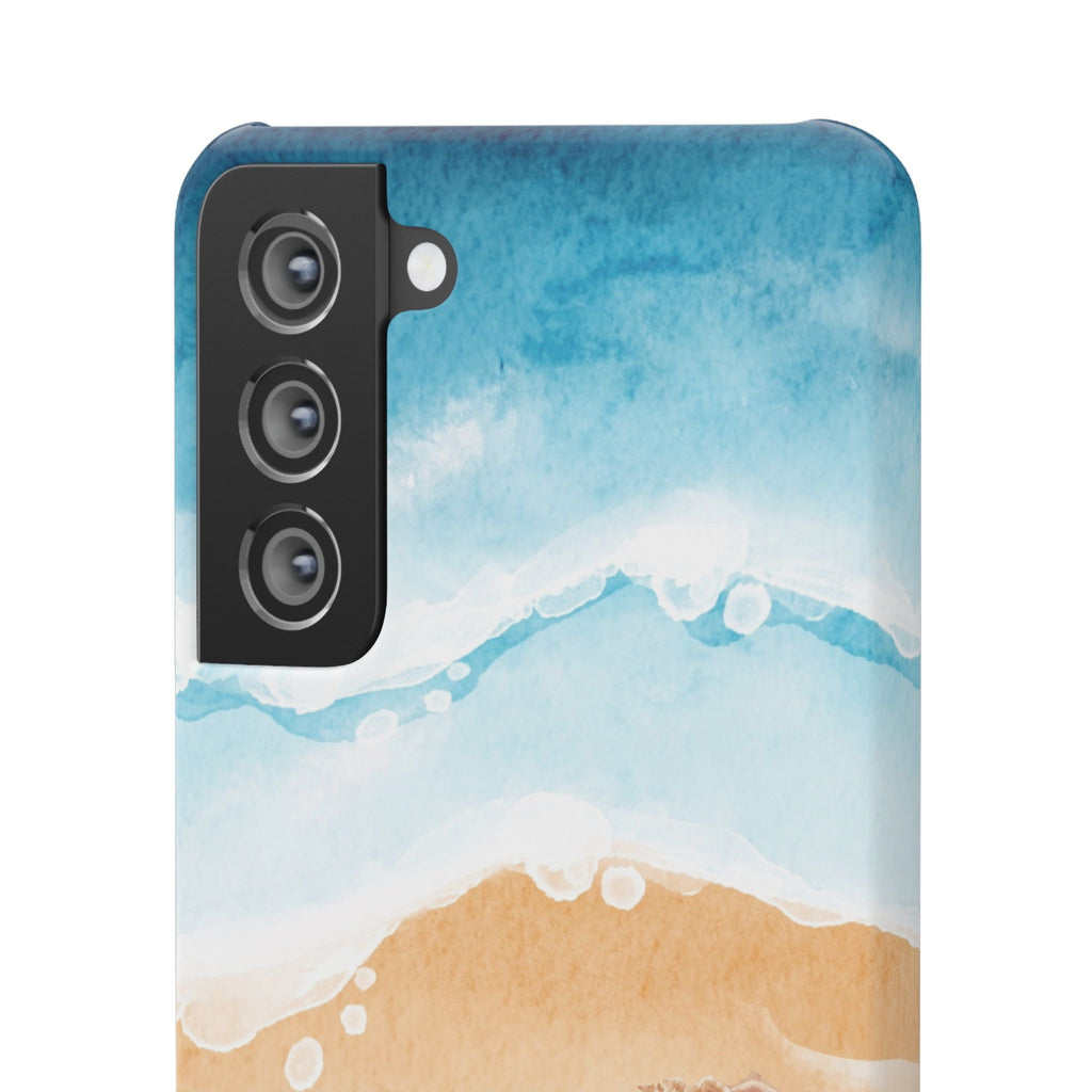 Beach Scene Phone Case — Watercolor Sand, Seashells & Crabs