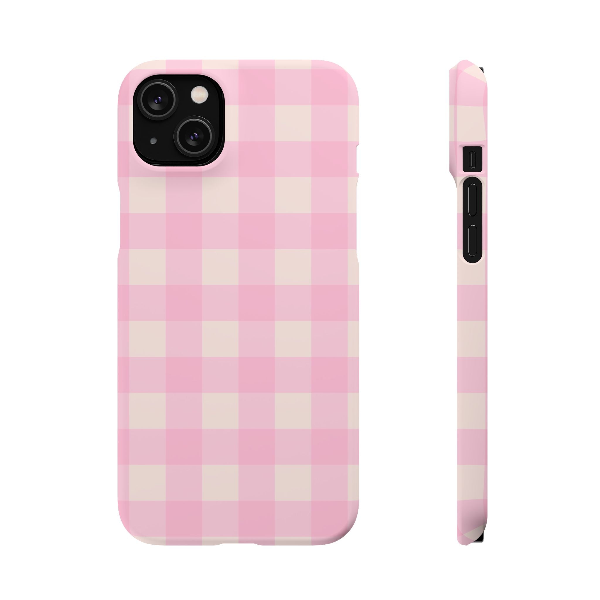 Pink Gingham Snap Phone Case - Cute Pastel Checkered iPhone Cover
