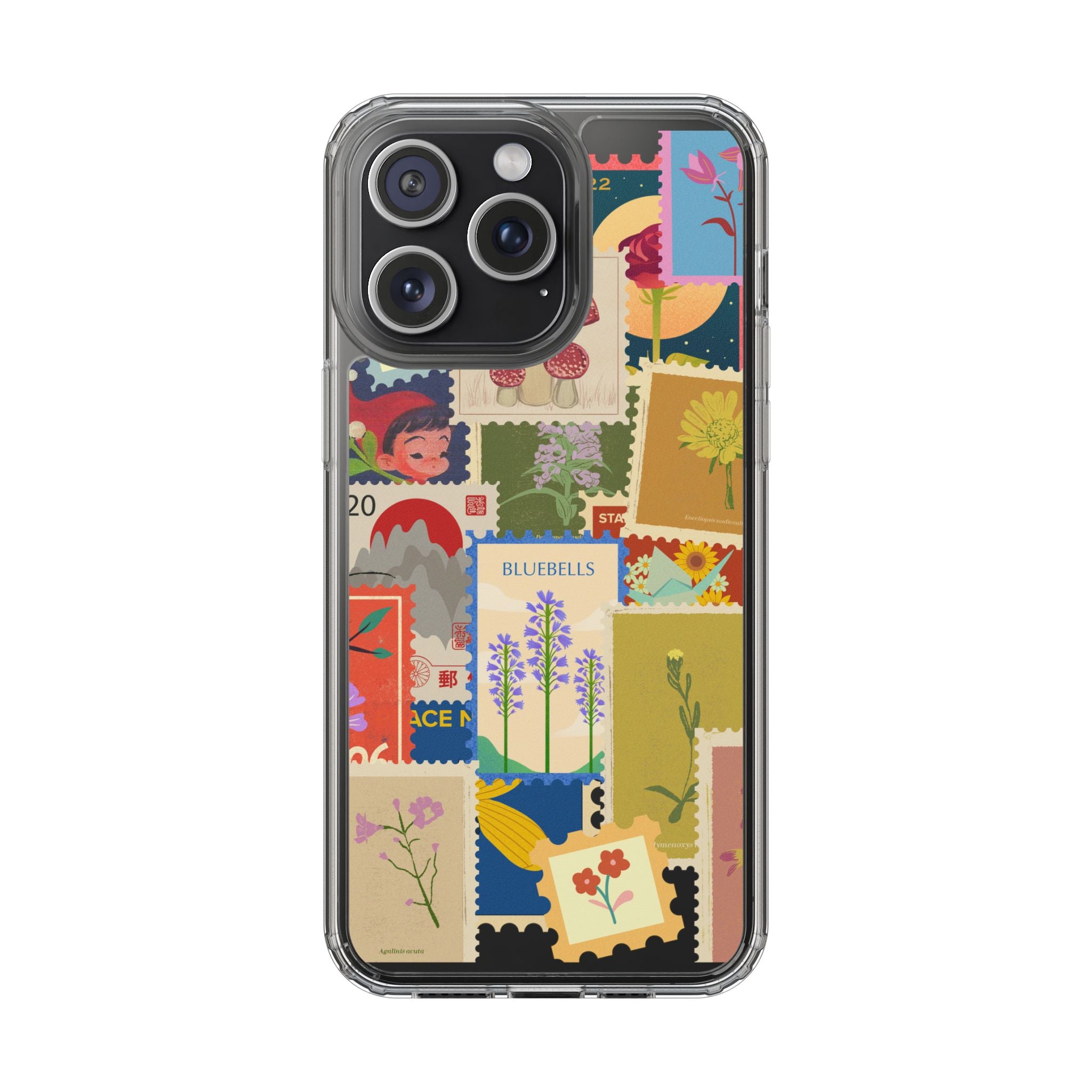 Clear Case — Vintage Floral Stamp Collage Phone Case