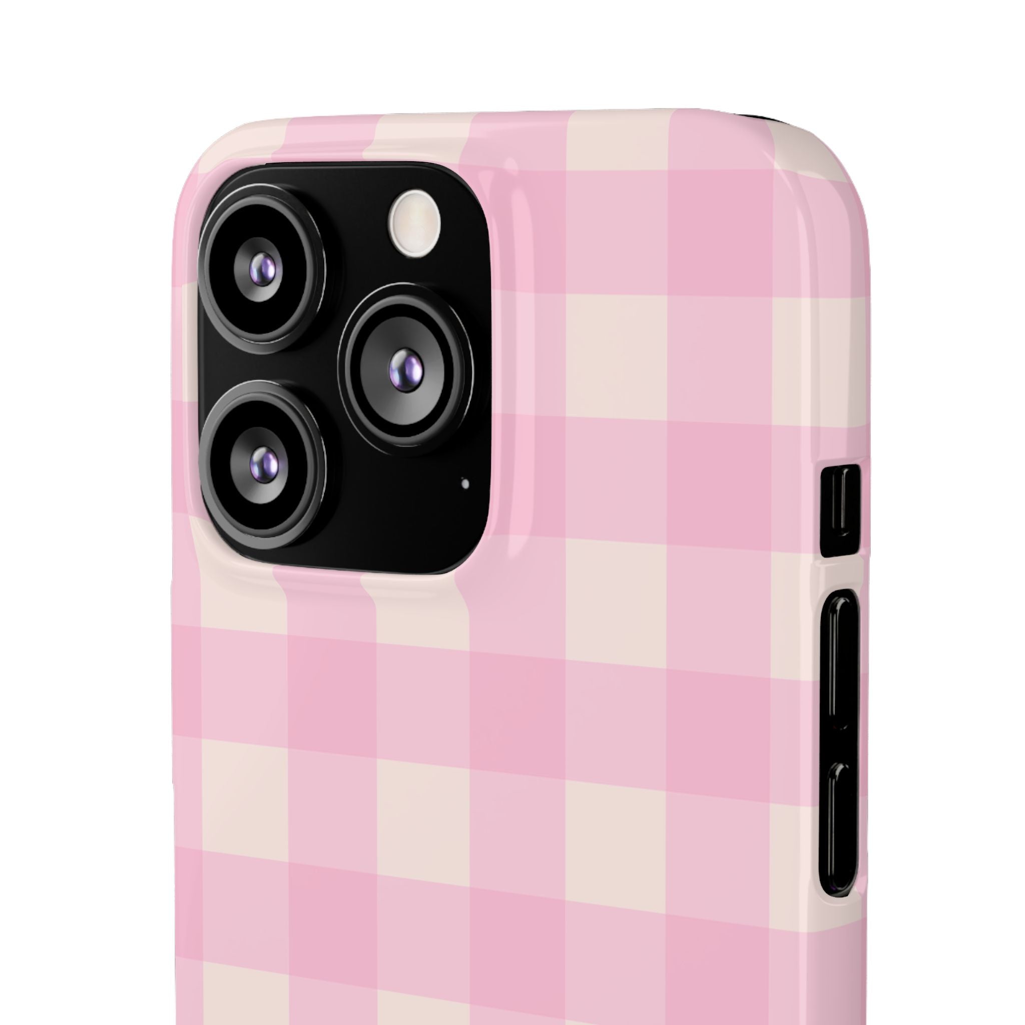 Pink Gingham Snap Phone Case - Cute Pastel Checkered iPhone Cover