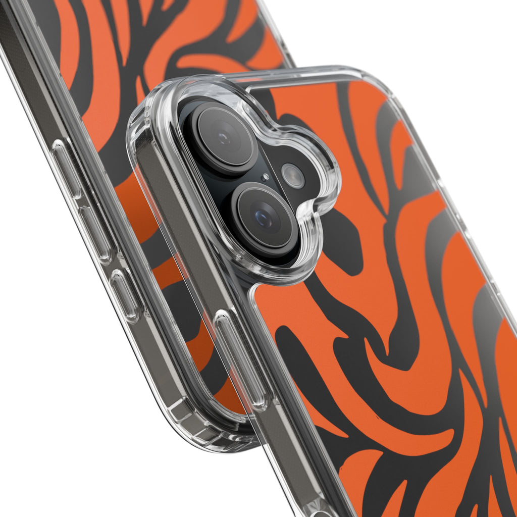 Orange Tiger Stripe Clear Phone Case — Bold Animal Print iPhone Cover