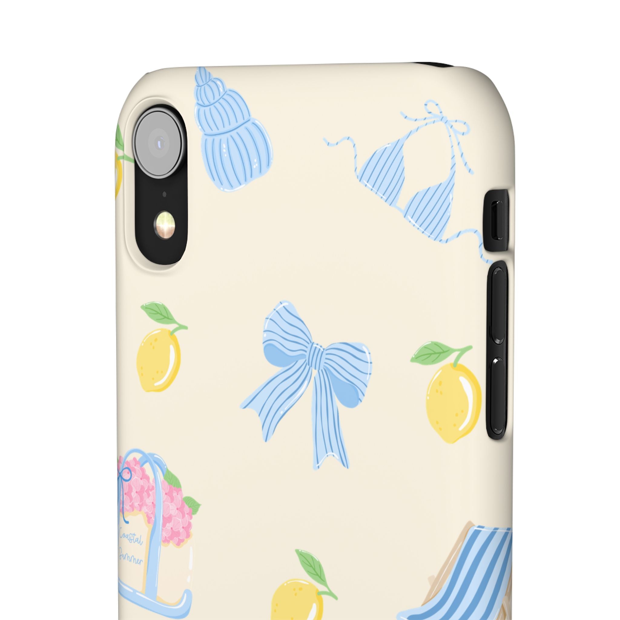Cute Lemon & Beach Pattern Phone Case — Pastel Summer Snap Case