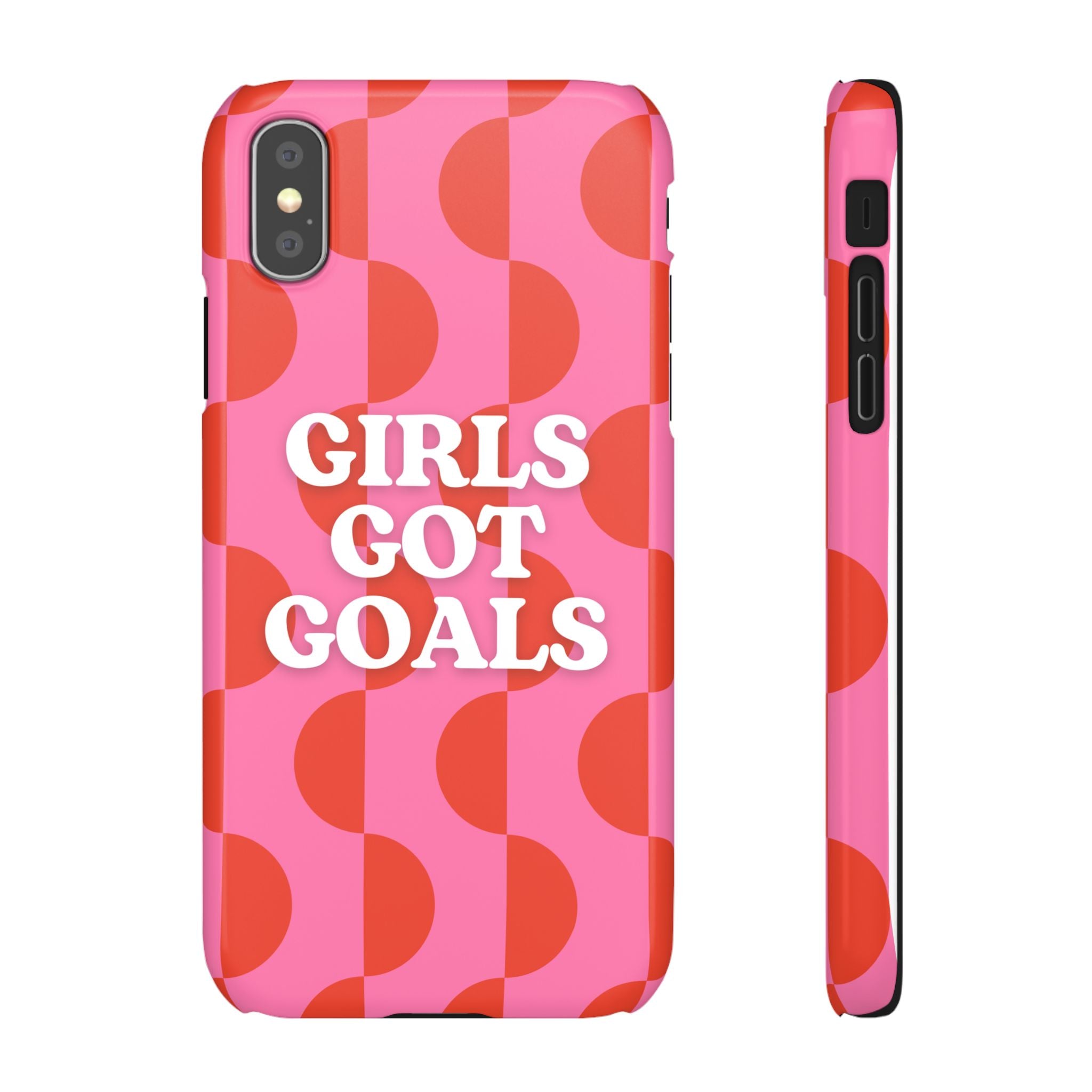 Girls Got Goals Phone Case - Retro Pink Red Motivational Snap Case
