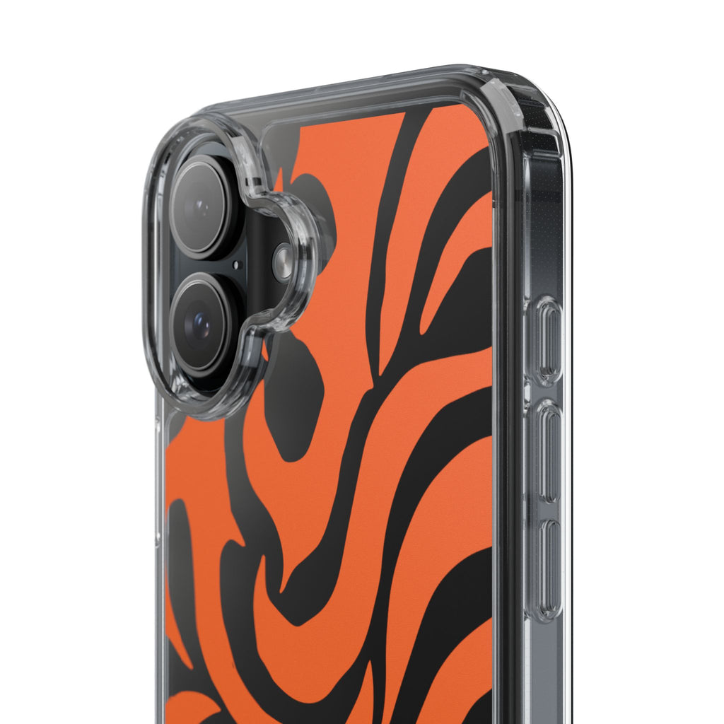 Orange Tiger Stripe Clear Phone Case — Bold Animal Print iPhone Cover