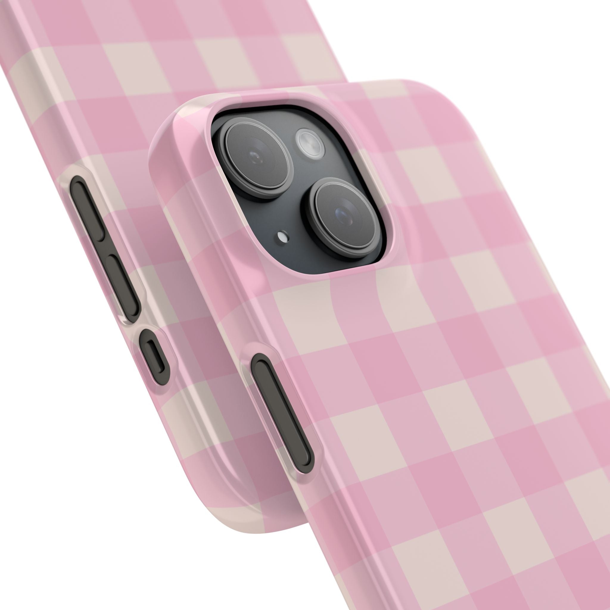 Pink Gingham Snap Phone Case - Cute Pastel Checkered iPhone Cover