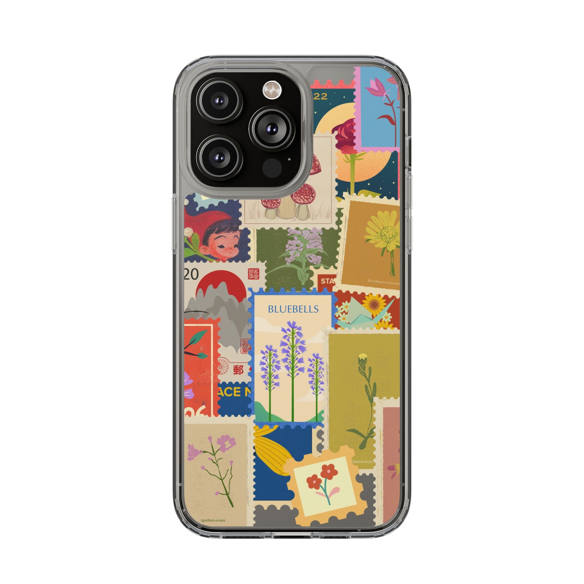 Clear Case — Vintage Floral Stamp Collage Phone Case