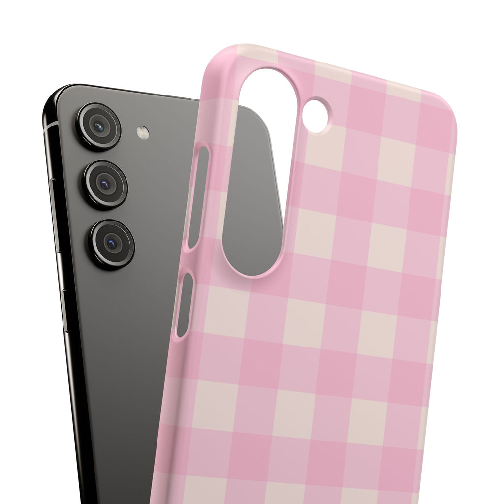Pink Gingham Snap Phone Case - Cute Pastel Checkered iPhone Cover