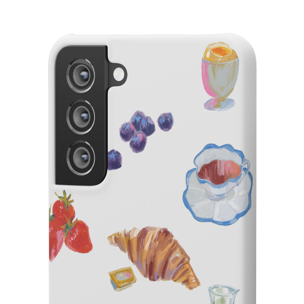 Phone Case — Watercolor Breakfast Pattern (croissant, berries, juice)