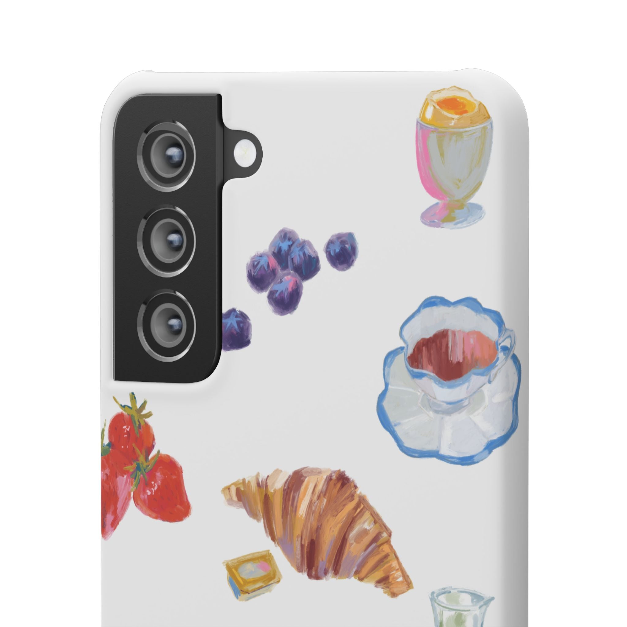 Phone Case — Watercolor Breakfast Pattern (croissant, berries, juice)