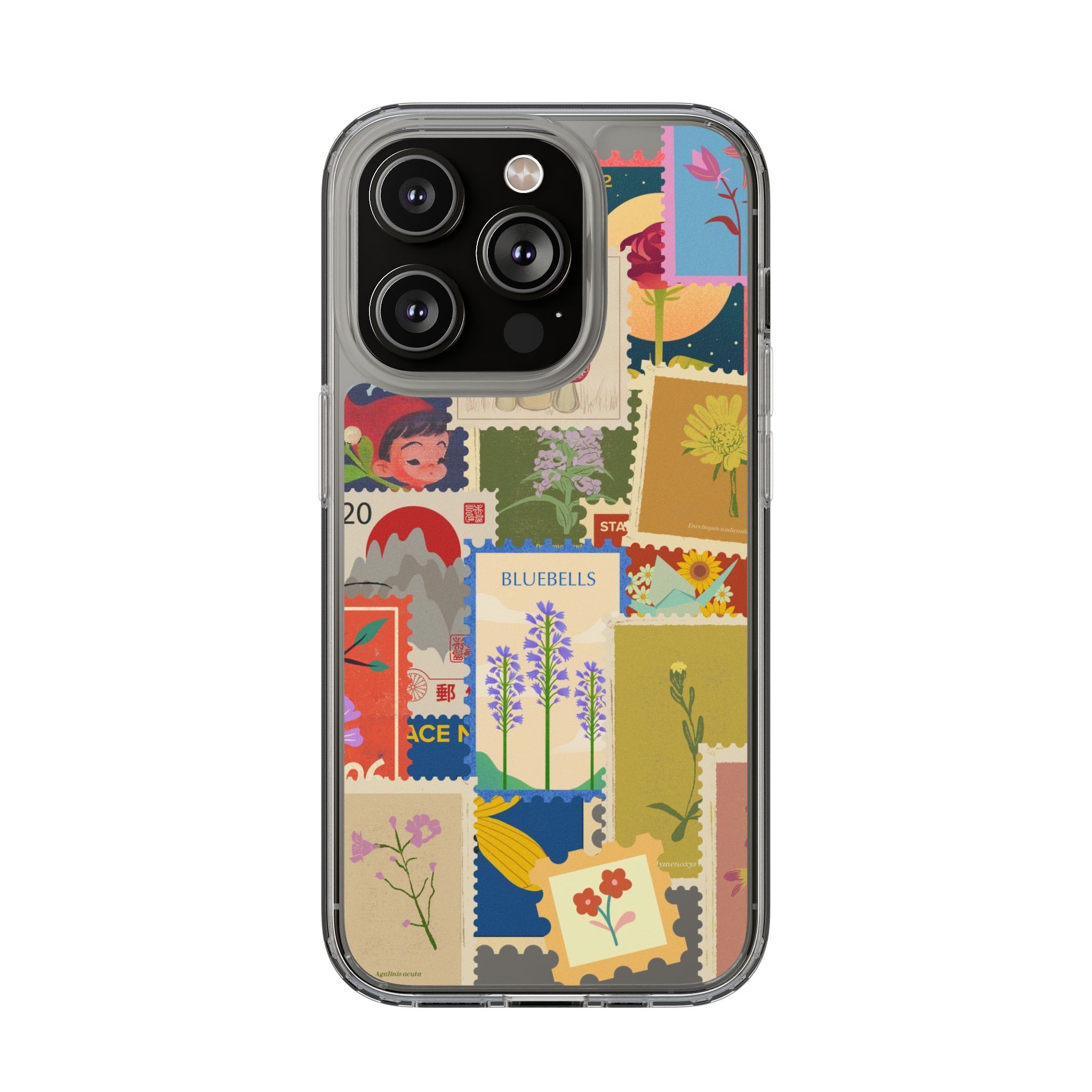 Clear Case — Vintage Floral Stamp Collage Phone Case