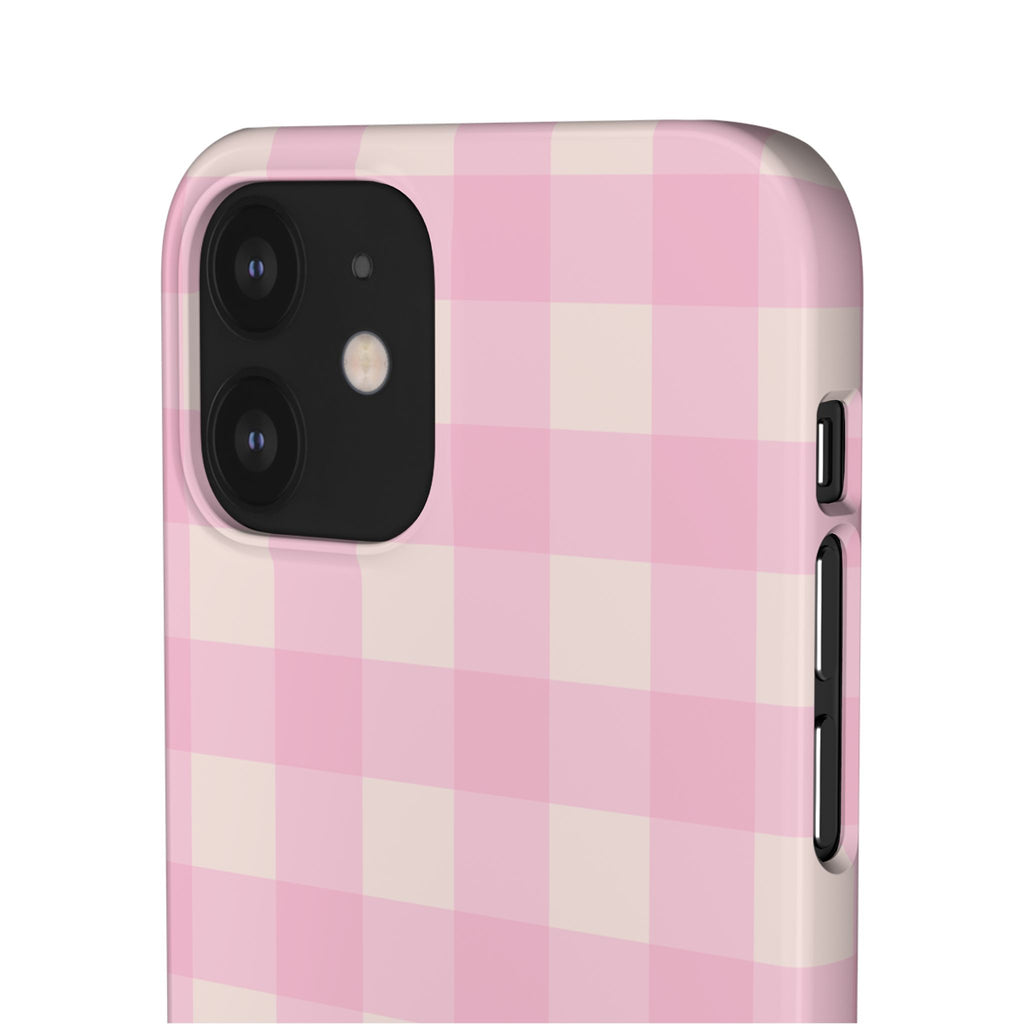 Pink Gingham Snap Phone Case - Cute Pastel Checkered iPhone Cover
