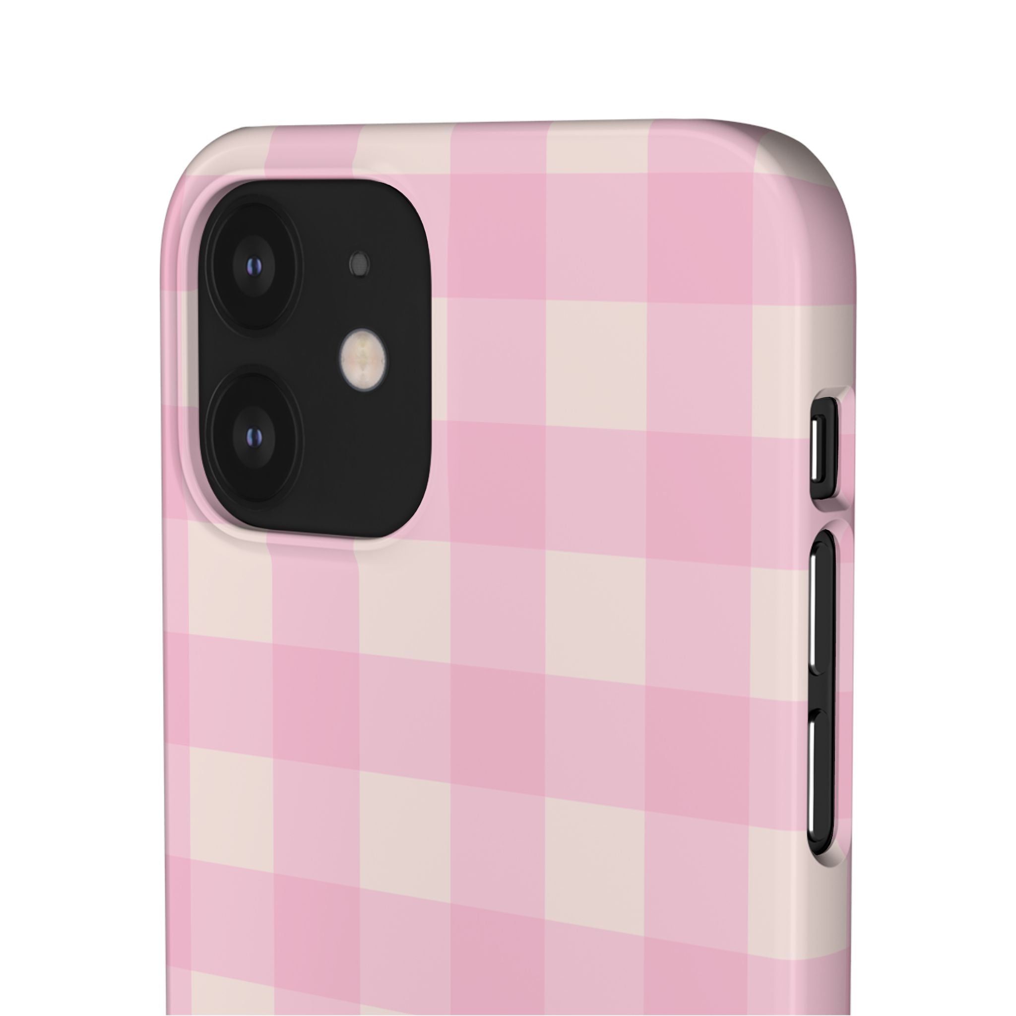 Pink Gingham Snap Phone Case - Cute Pastel Checkered iPhone Cover
