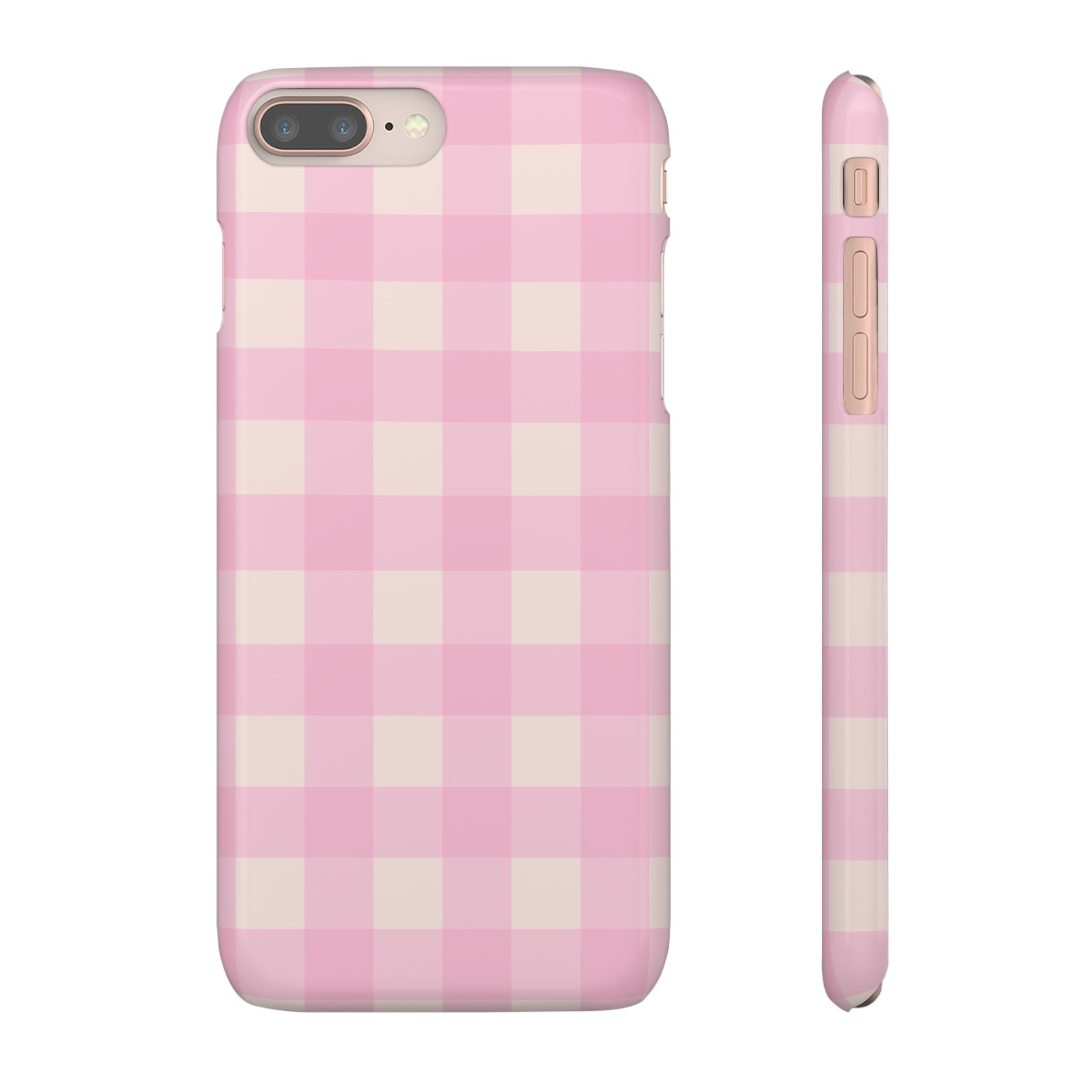 Pink Gingham Snap Phone Case - Cute Pastel Checkered iPhone Cover