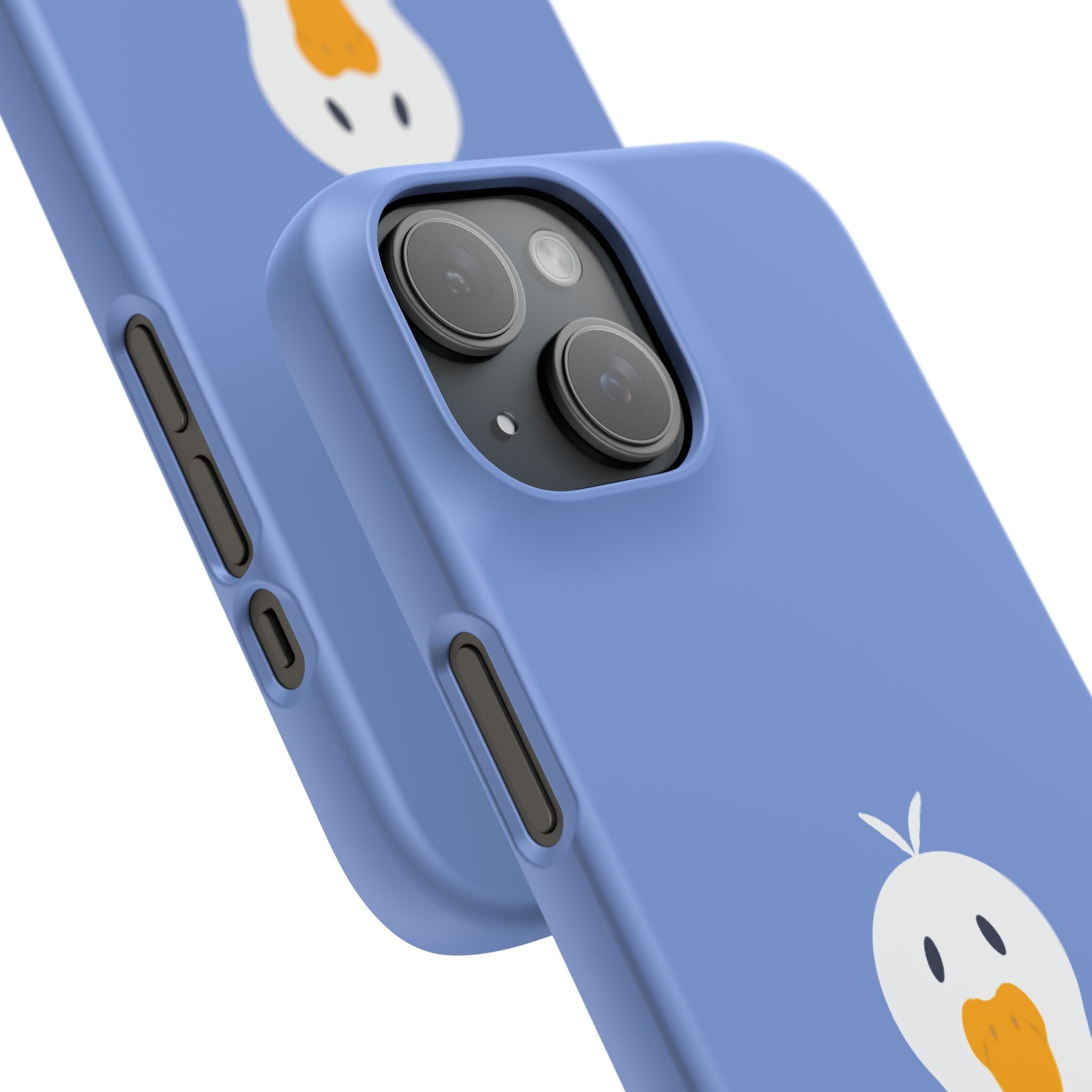 Cute Goose Phone Case – Blue Snap Phone Cover with Whimsical Bird Design