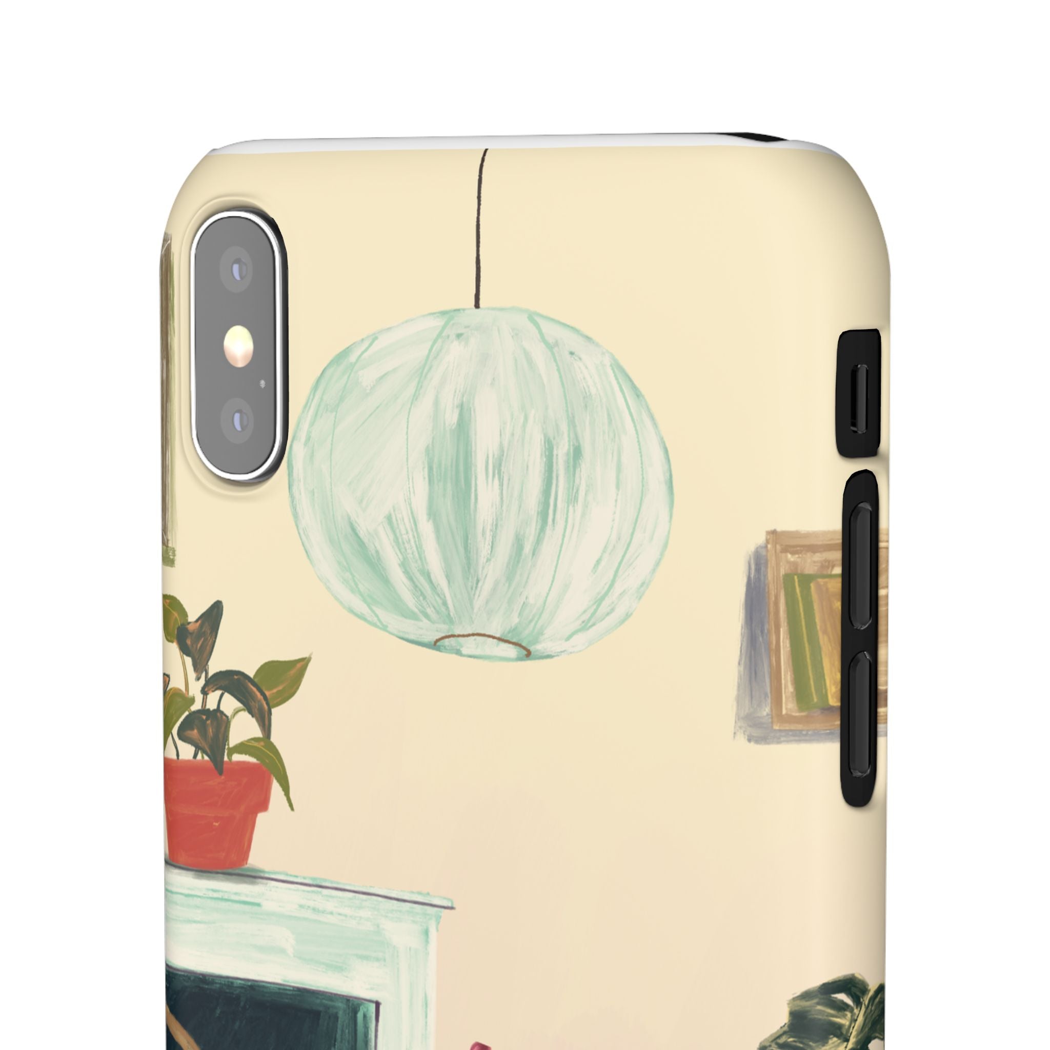 Vintage Bistro Phone Case — Cozy Cafe Interior Illustration Snap Case