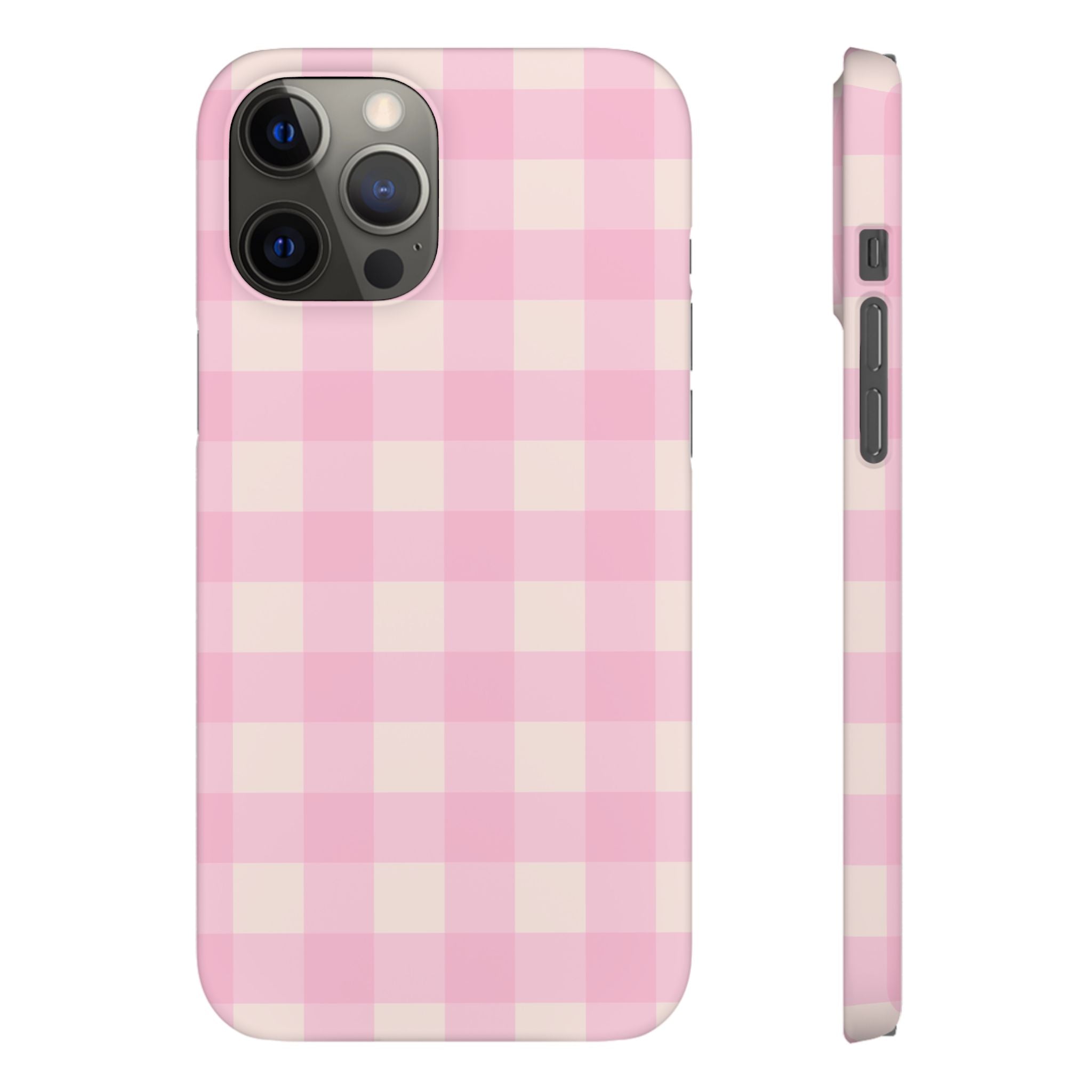Pink Gingham Snap Phone Case - Cute Pastel Checkered iPhone Cover