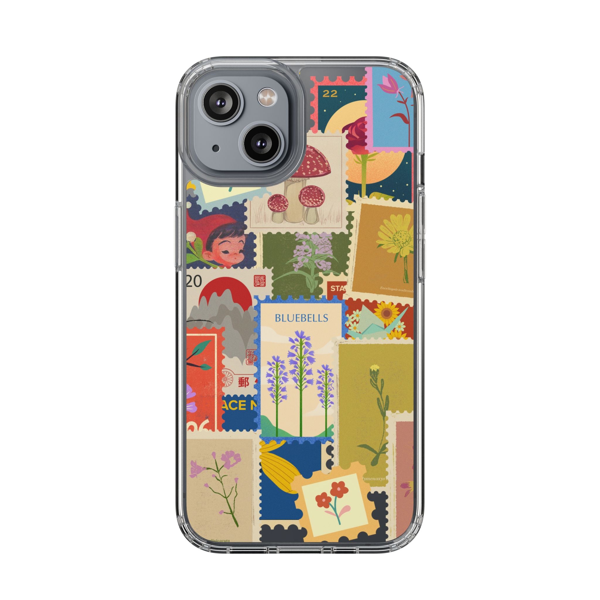 Clear Case — Vintage Floral Stamp Collage Phone Case