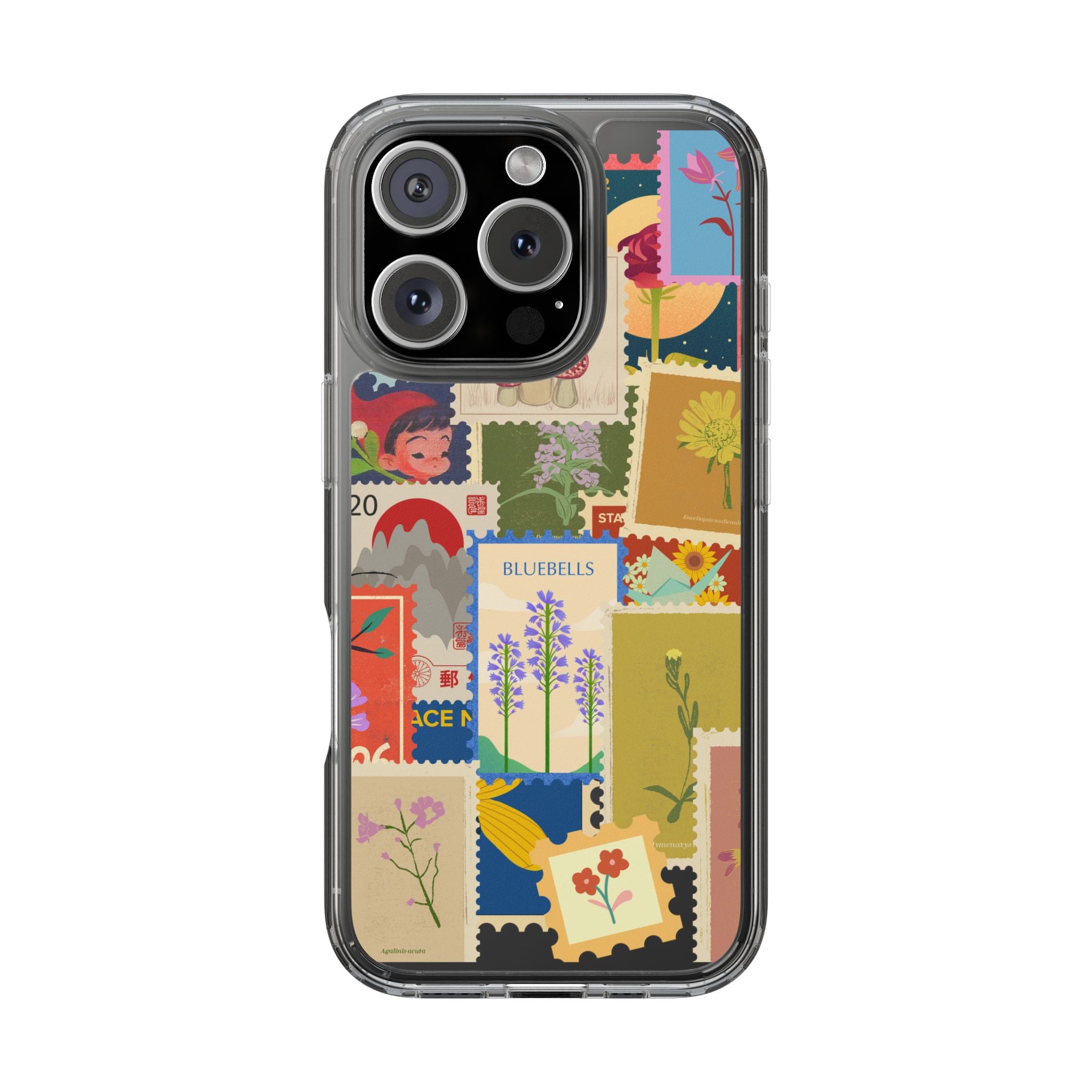Clear Case — Vintage Floral Stamp Collage Phone Case