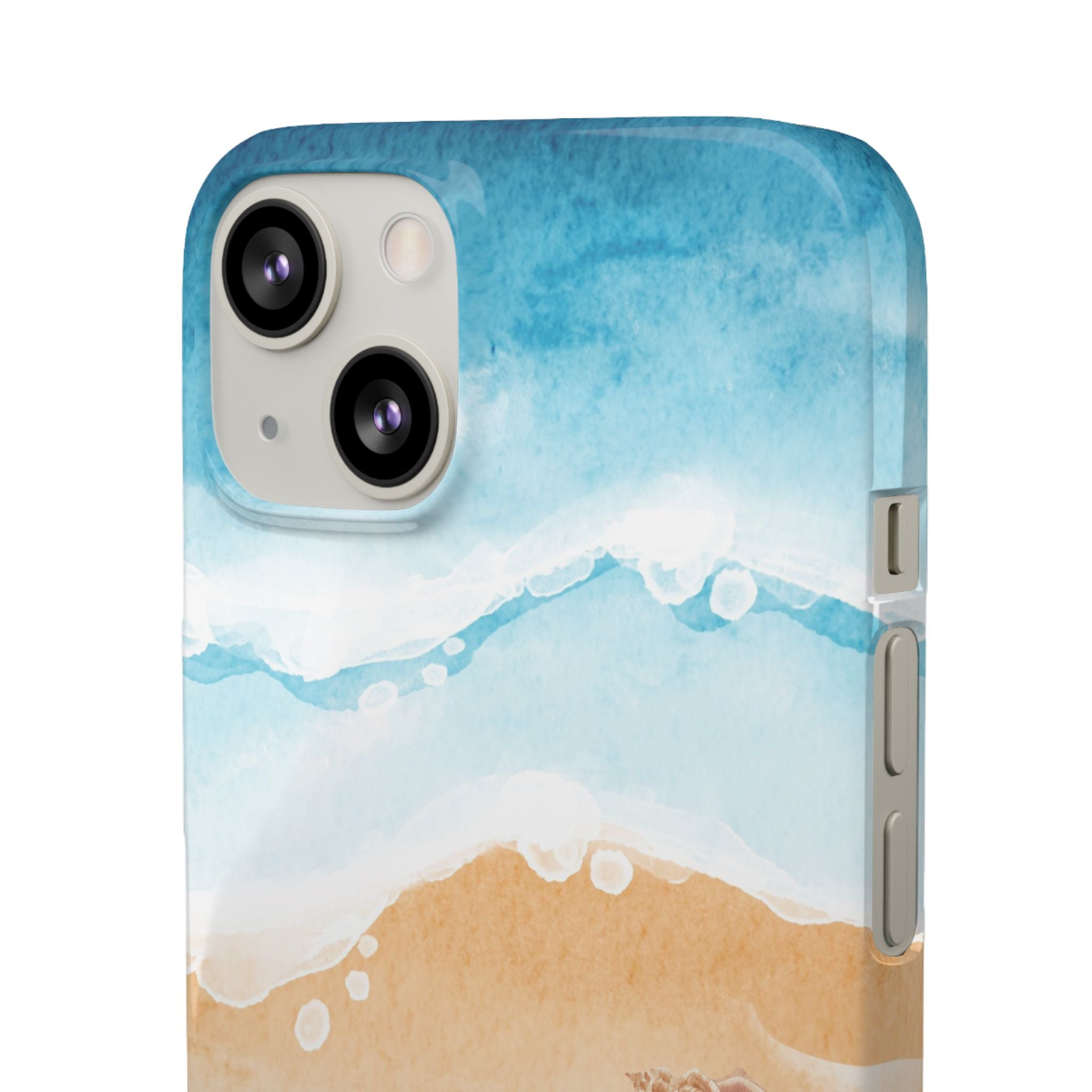 Beach Scene Phone Case — Watercolor Sand, Seashells & Crabs