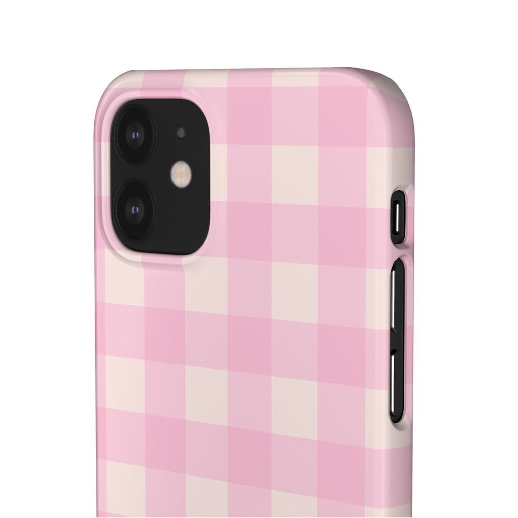 Pink Gingham Snap Phone Case - Cute Pastel Checkered iPhone Cover