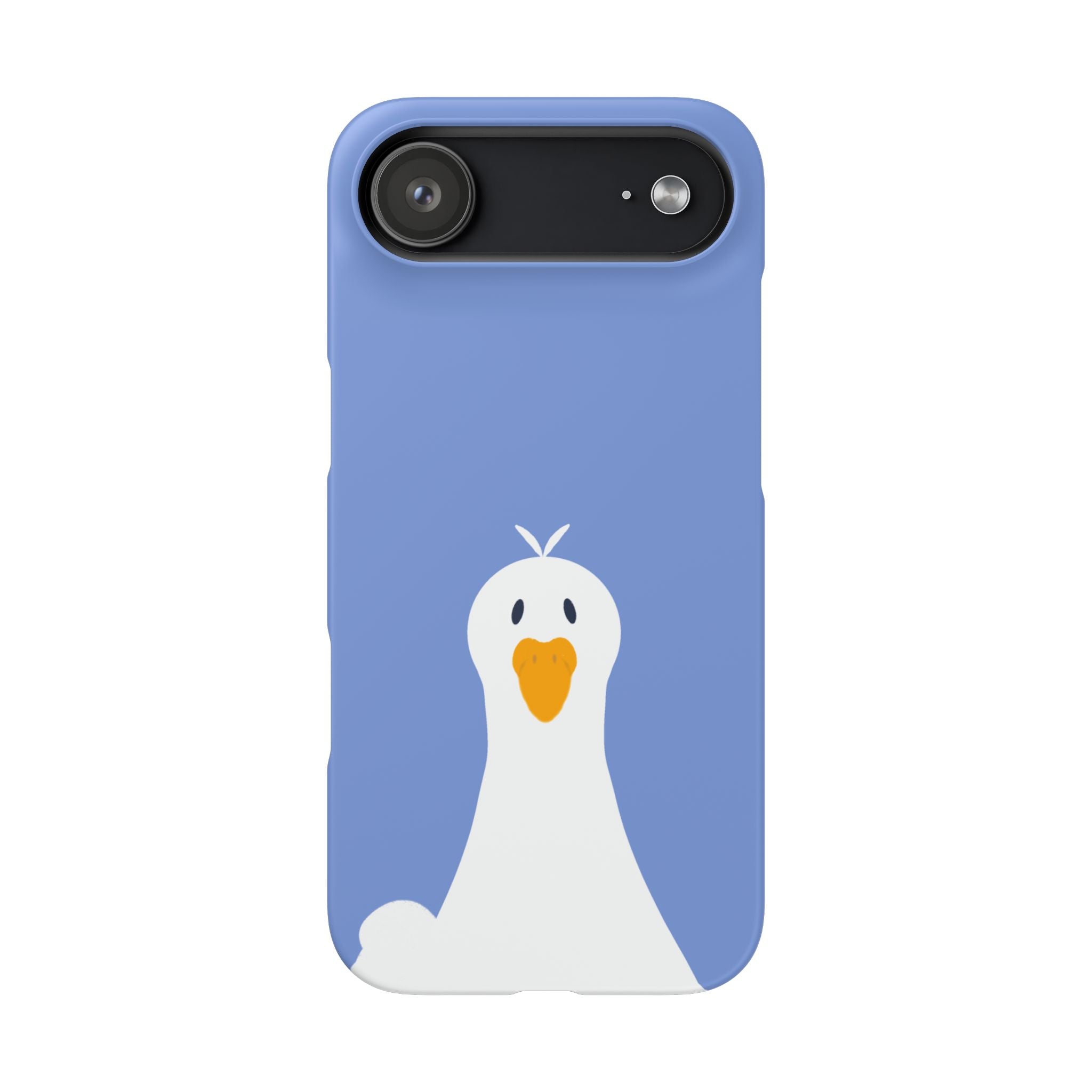Cute Goose Phone Case – Blue Snap Phone Cover with Whimsical Bird Design