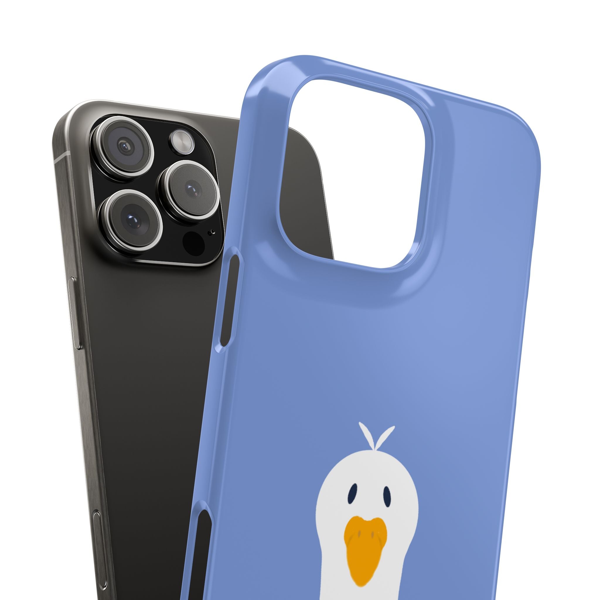Cute Goose Phone Case – Blue Snap Phone Cover with Whimsical Bird Design