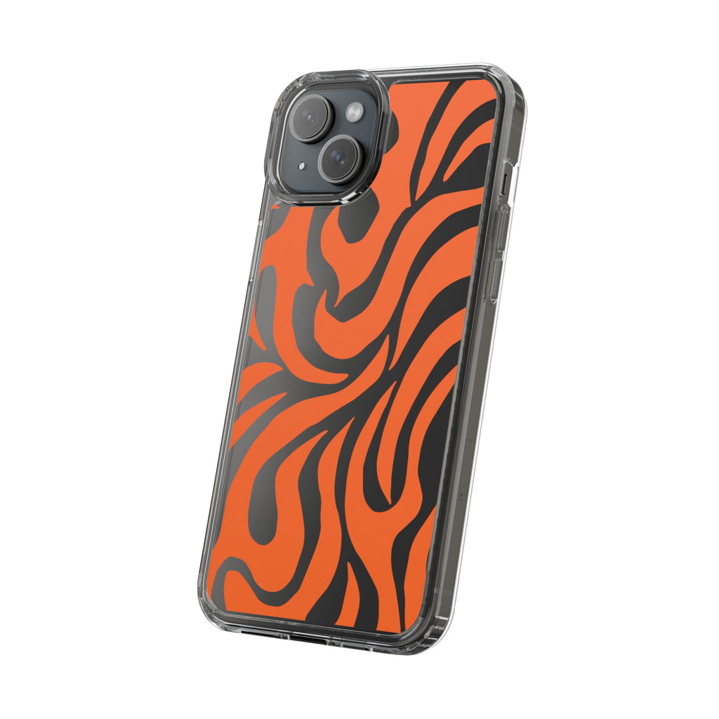 Orange Tiger Stripe Clear Phone Case — Bold Animal Print iPhone Cover