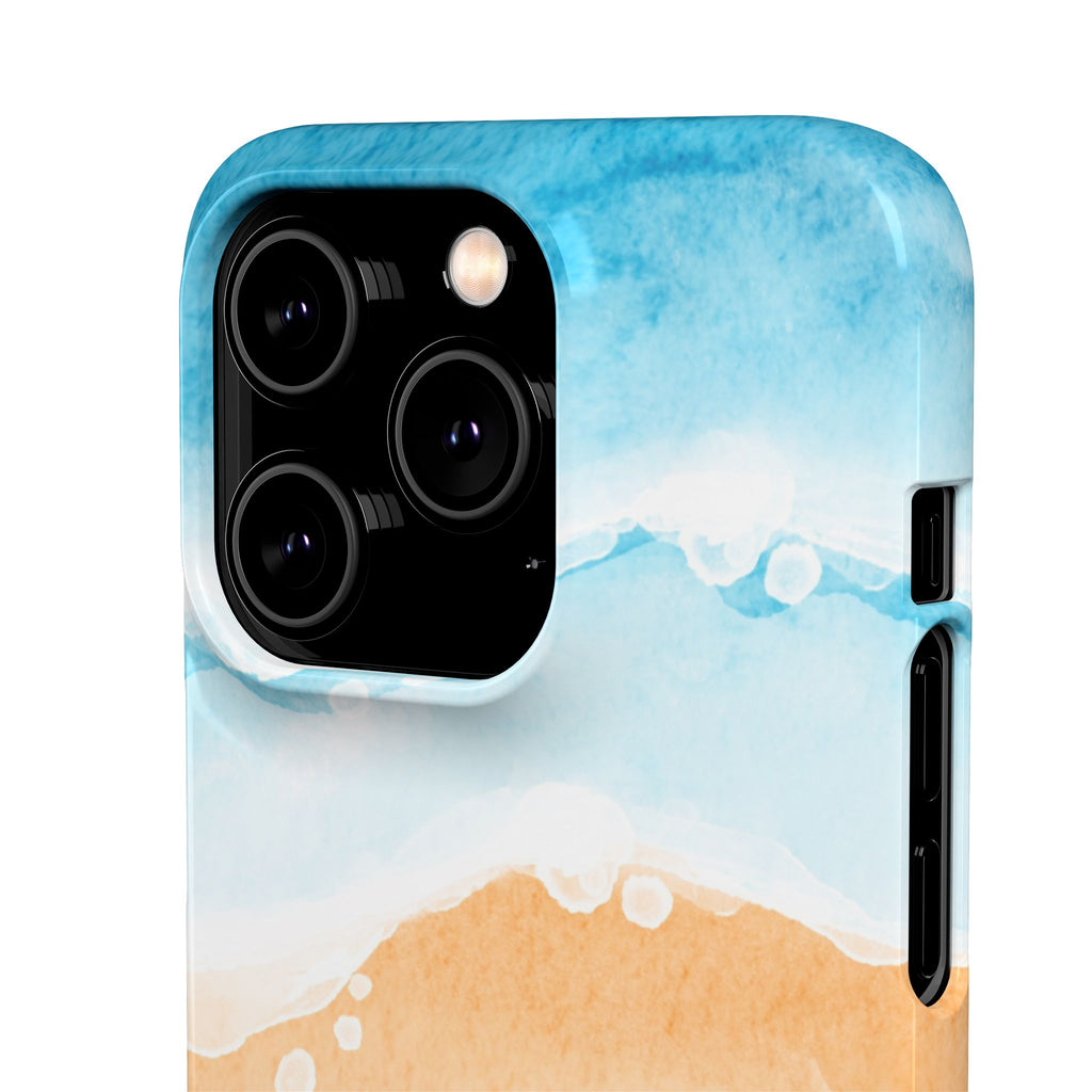 Beach Scene Phone Case — Watercolor Sand, Seashells & Crabs