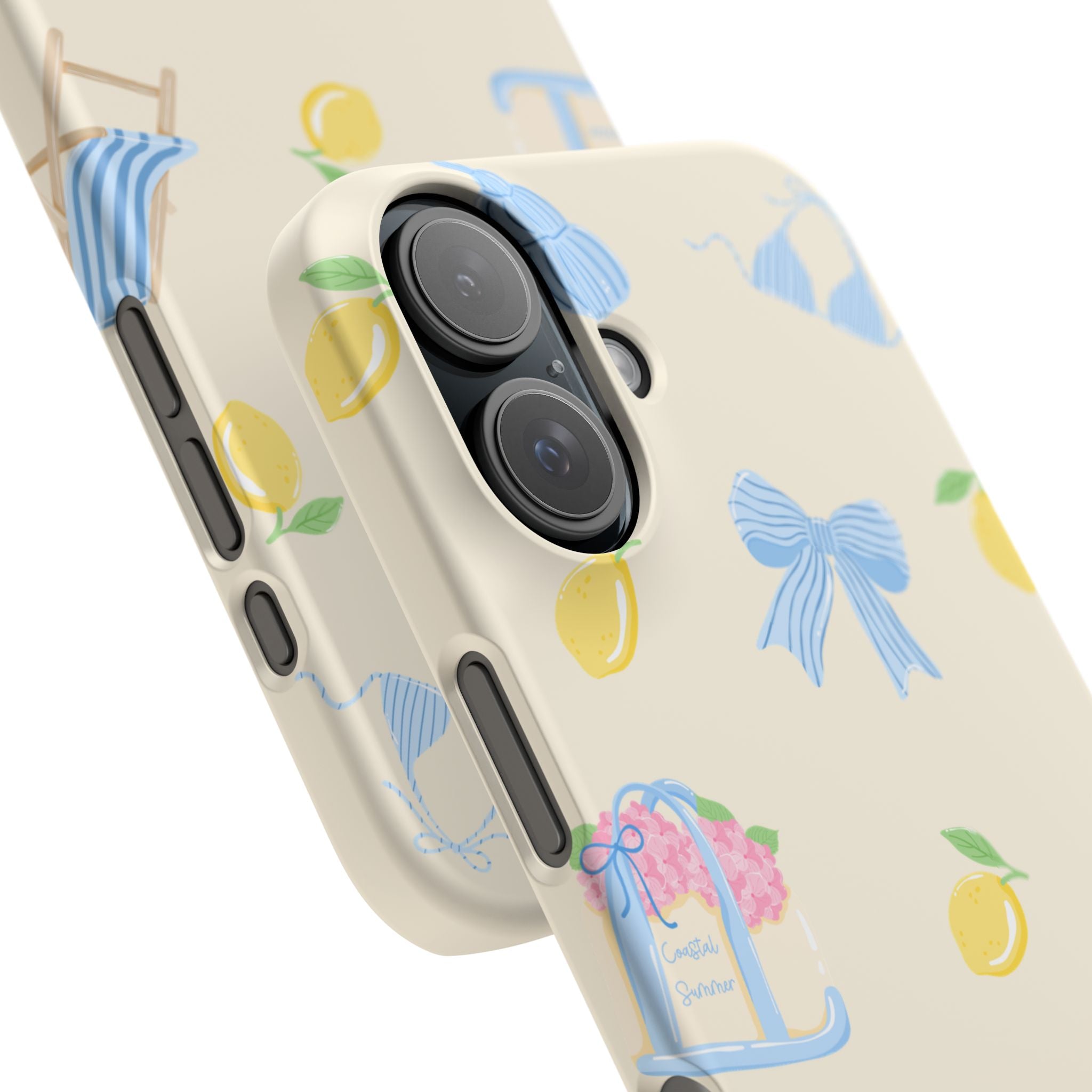 Cute Lemon & Beach Pattern Phone Case — Pastel Summer Snap Case