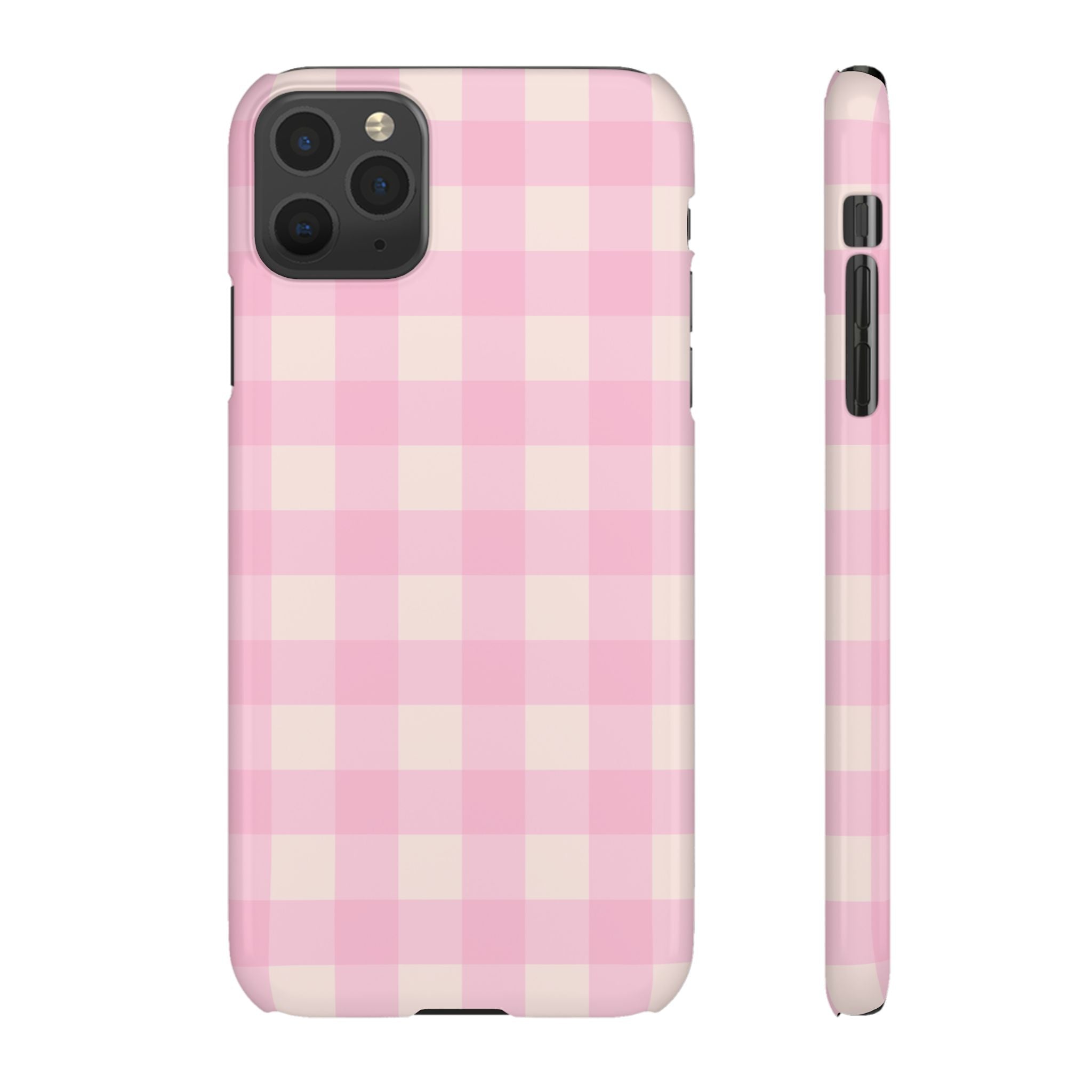 Pink Gingham Snap Phone Case - Cute Pastel Checkered iPhone Cover