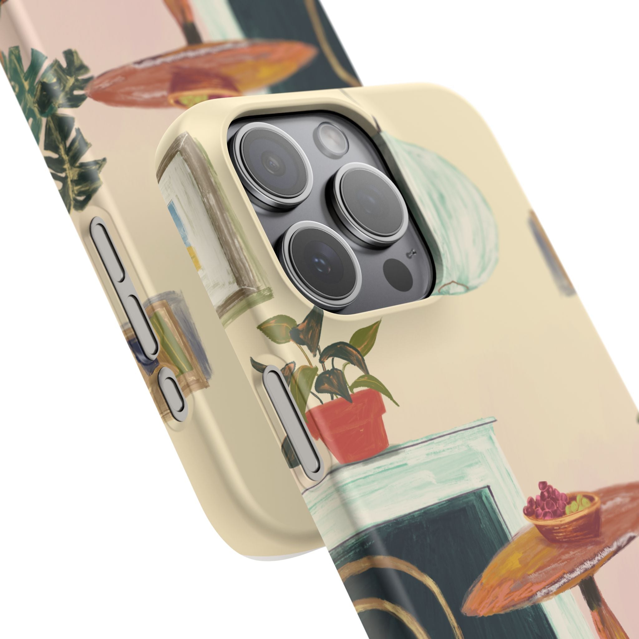 Vintage Bistro Phone Case — Cozy Cafe Interior Illustration Snap Case