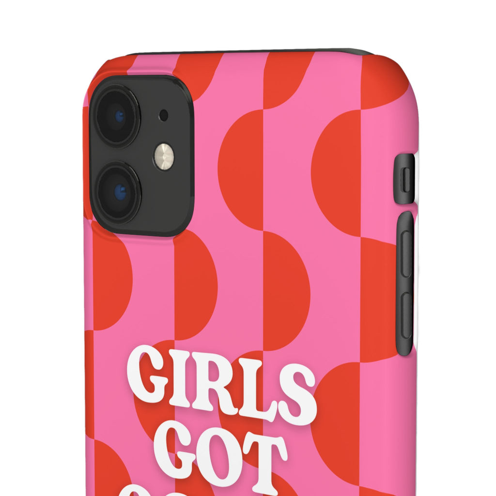 Girls Got Goals Phone Case - Retro Pink Red Motivational Snap Case
