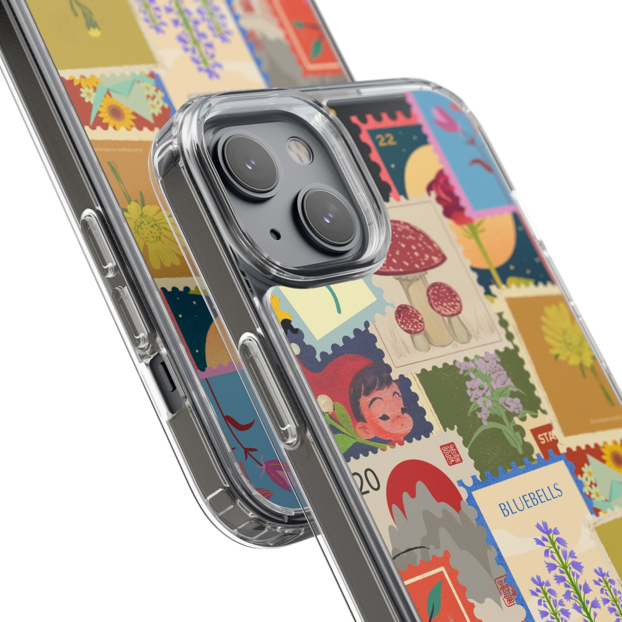 Clear Case — Vintage Floral Stamp Collage Phone Case