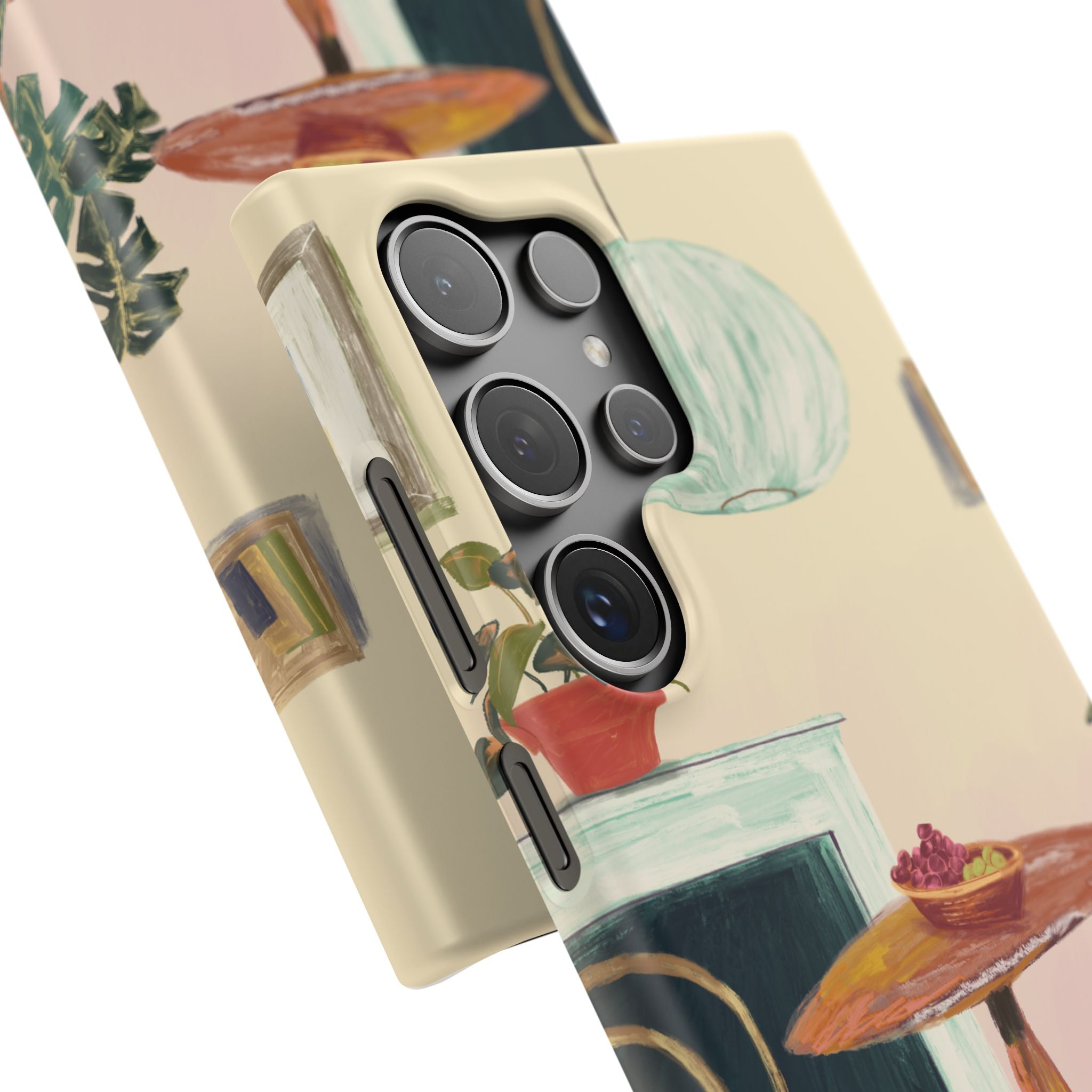 Vintage Bistro Phone Case — Cozy Cafe Interior Illustration Snap Case