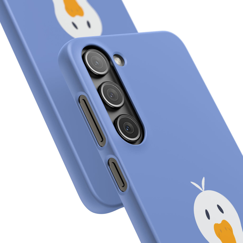 Cute Goose Phone Case – Blue Snap Phone Cover with Whimsical Bird Design