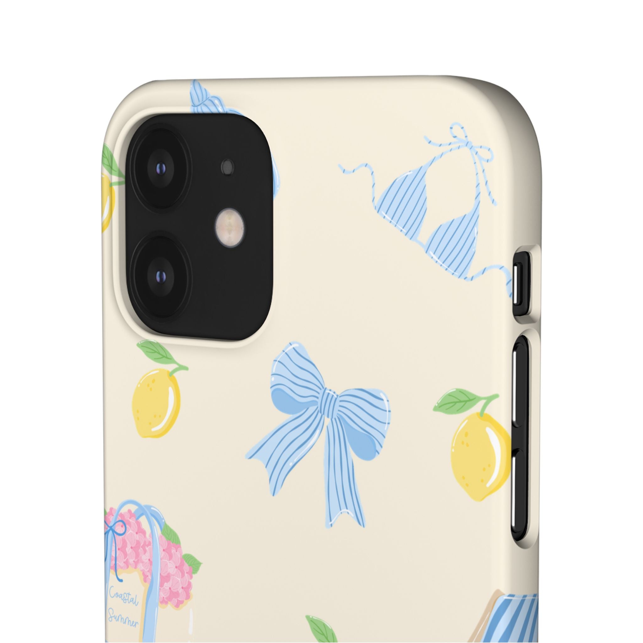 Cute Lemon & Beach Pattern Phone Case — Pastel Summer Snap Case