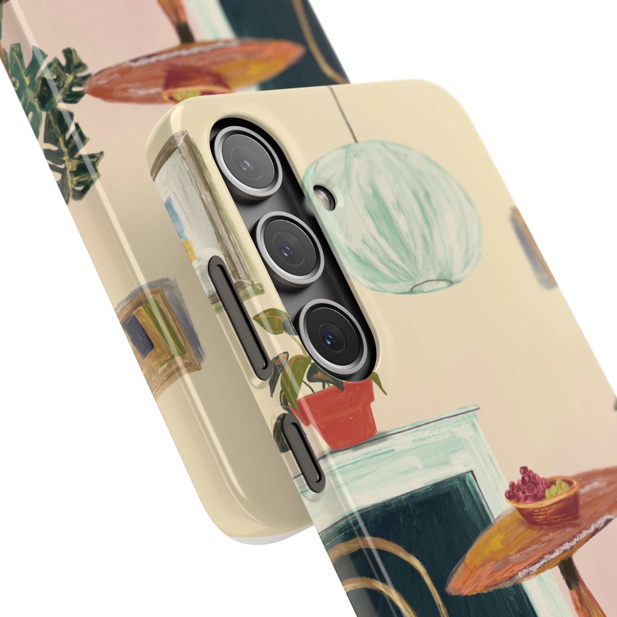 Vintage Bistro Phone Case — Cozy Cafe Interior Illustration Snap Case