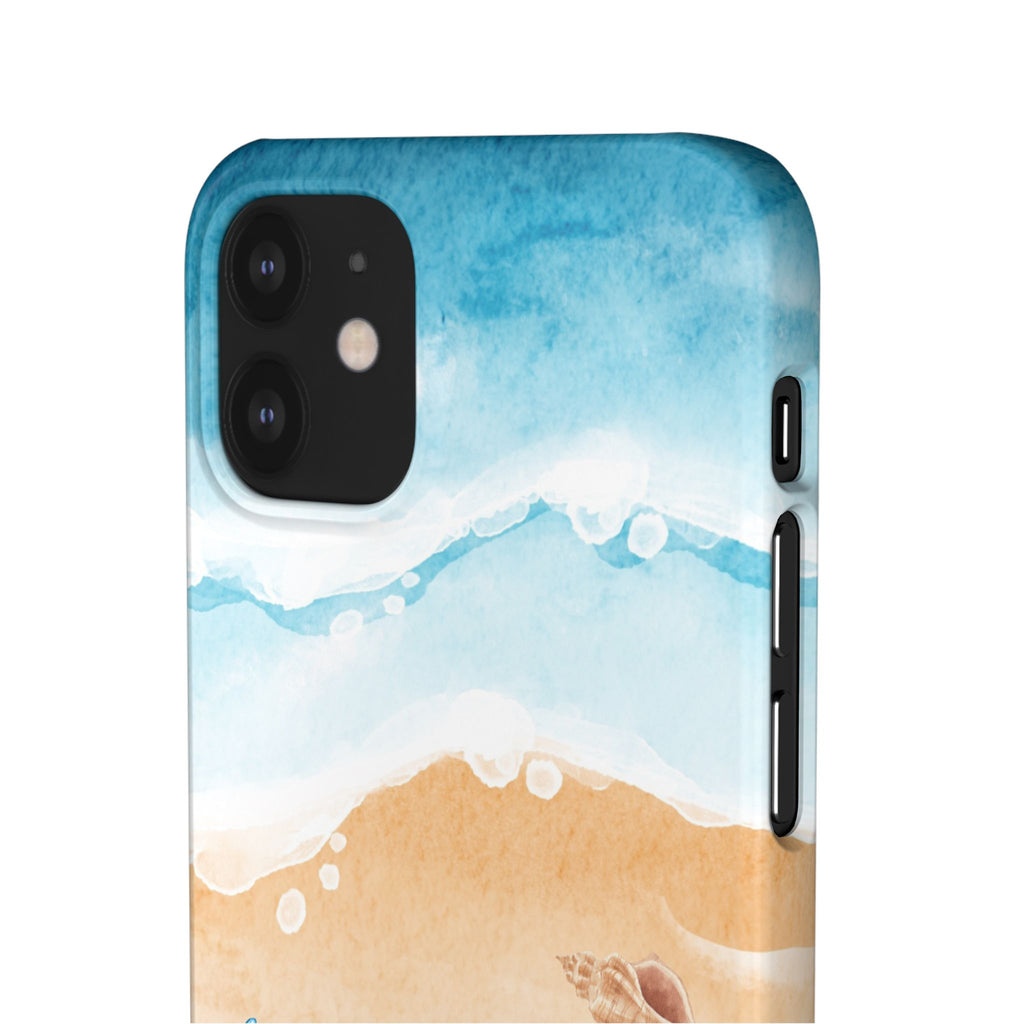 Beach Scene Phone Case — Watercolor Sand, Seashells & Crabs