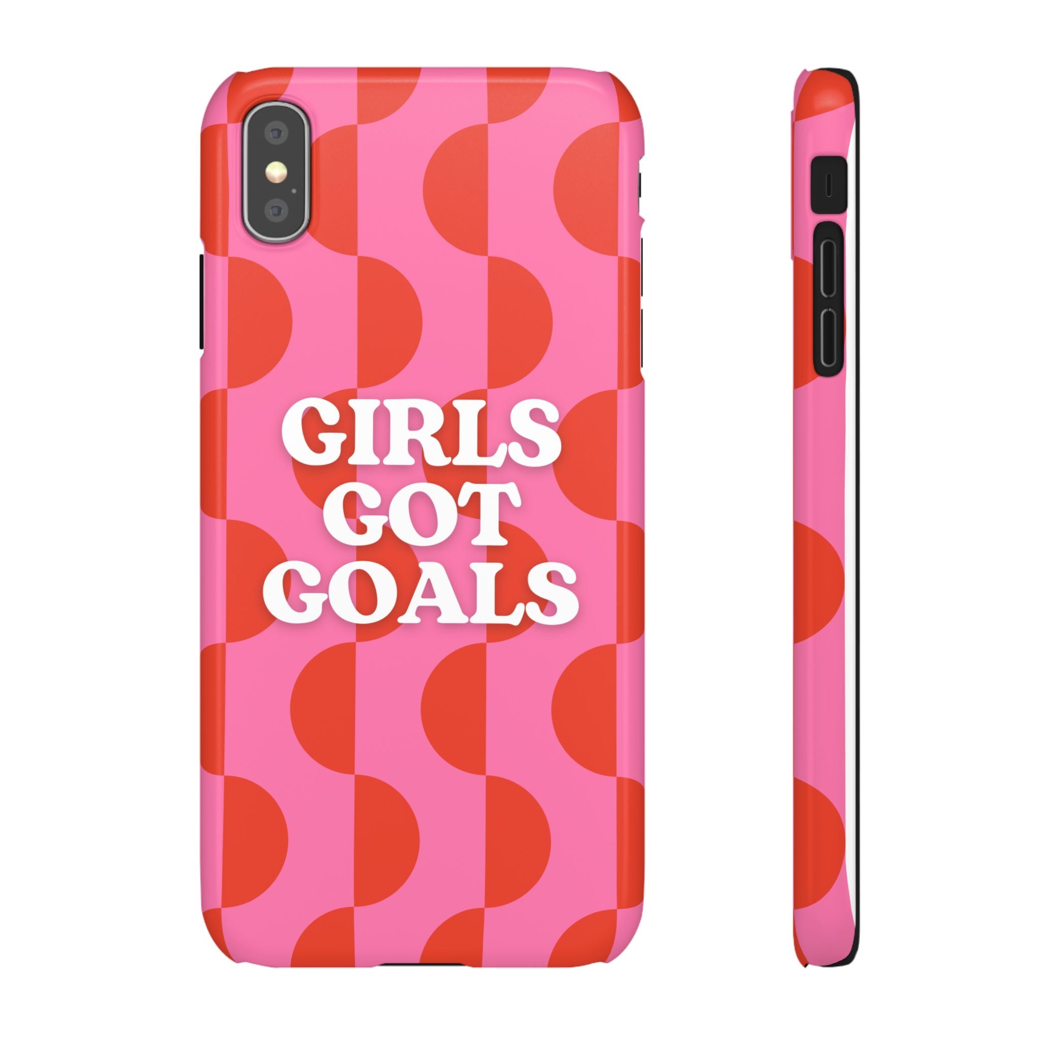 Girls Got Goals Phone Case - Retro Pink Red Motivational Snap Case