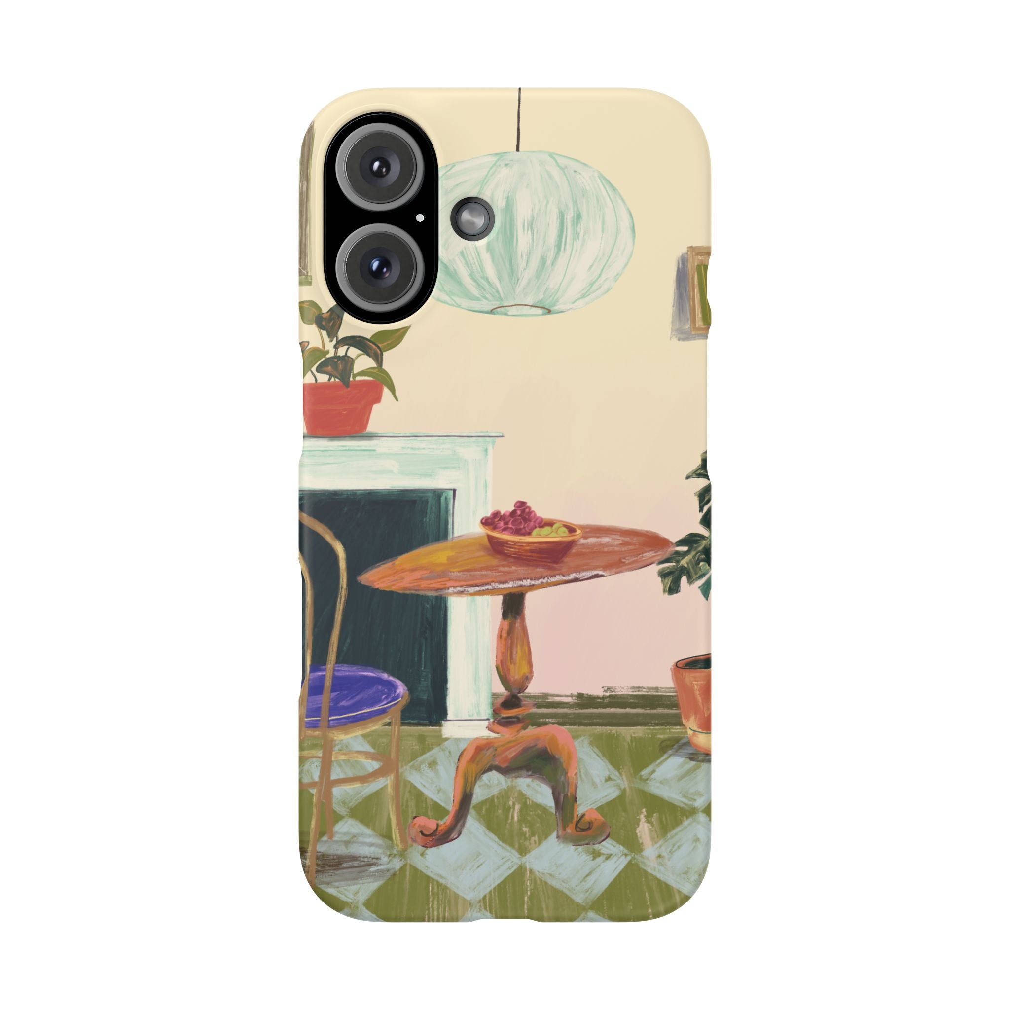 Vintage Bistro Phone Case — Cozy Cafe Interior Illustration Snap Case