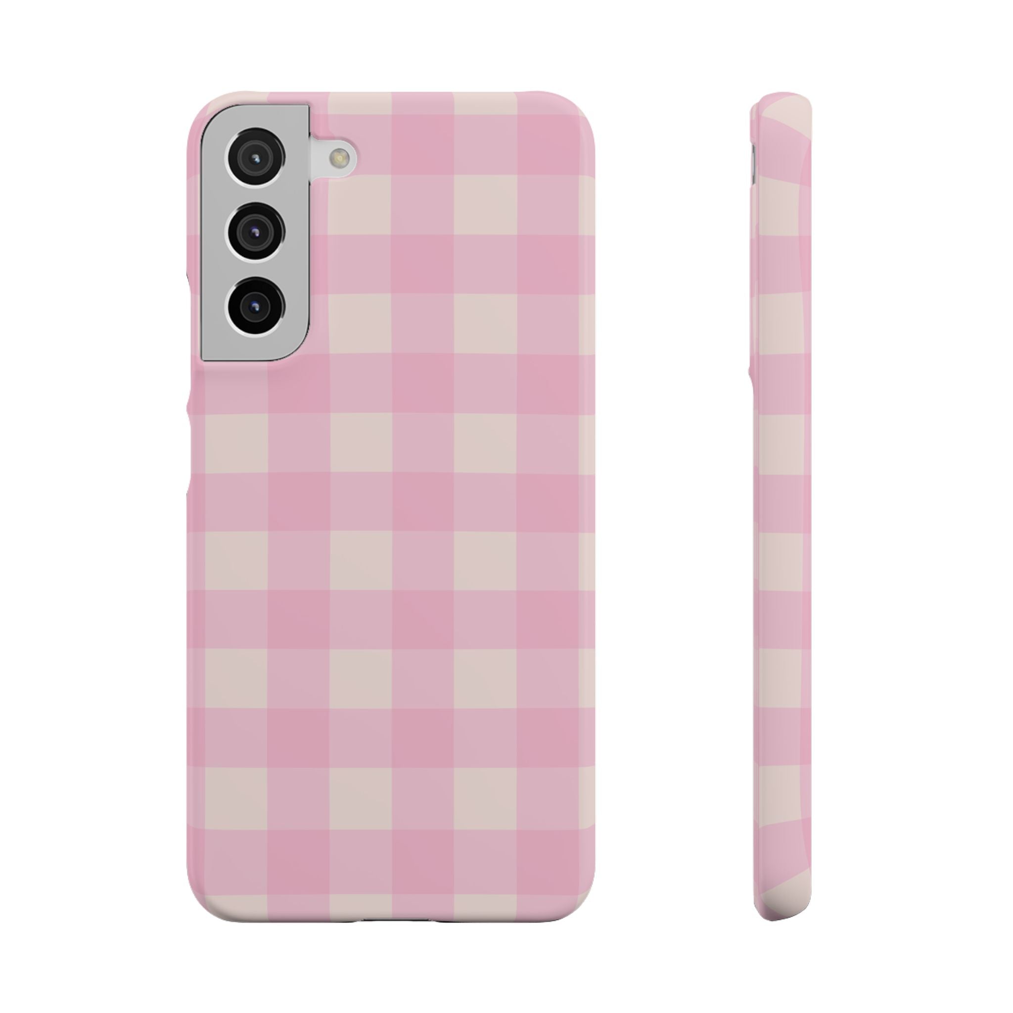 Pink Gingham Snap Phone Case - Cute Pastel Checkered iPhone Cover