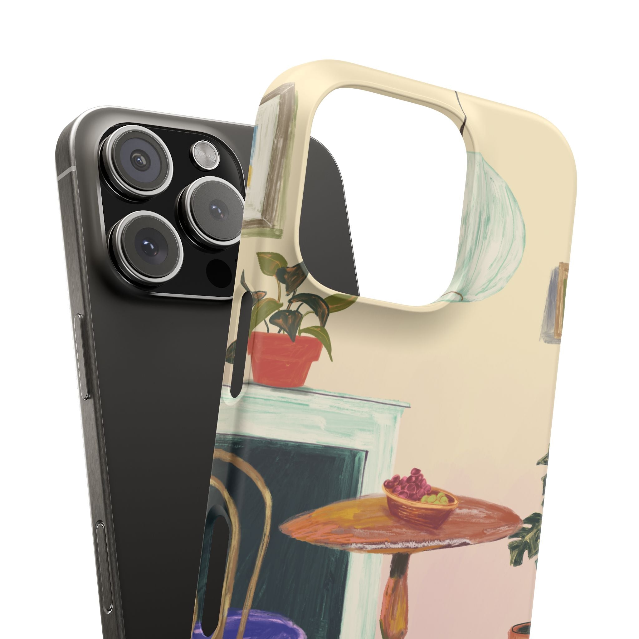 Vintage Bistro Phone Case — Cozy Cafe Interior Illustration Snap Case