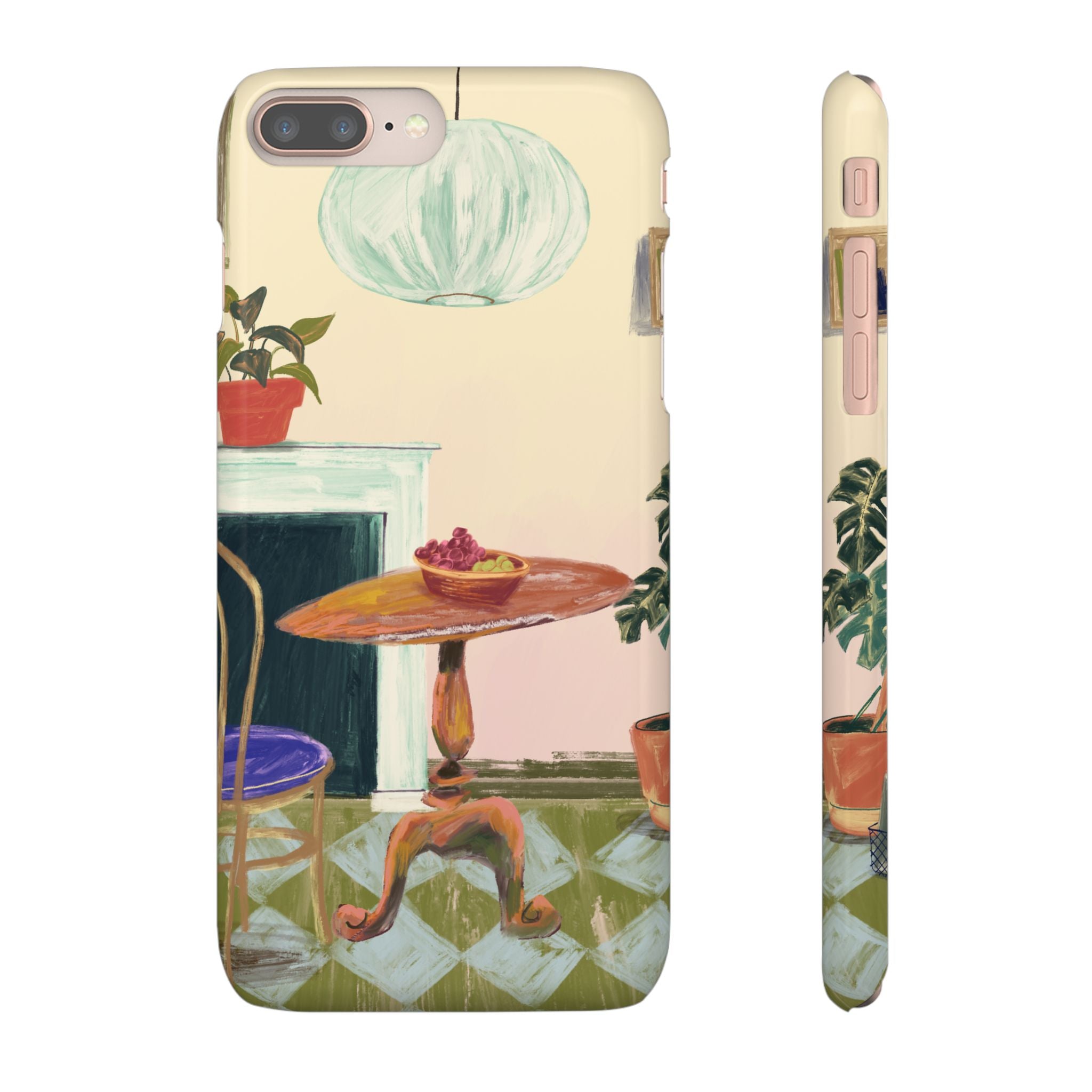 Vintage Bistro Phone Case — Cozy Cafe Interior Illustration Snap Case